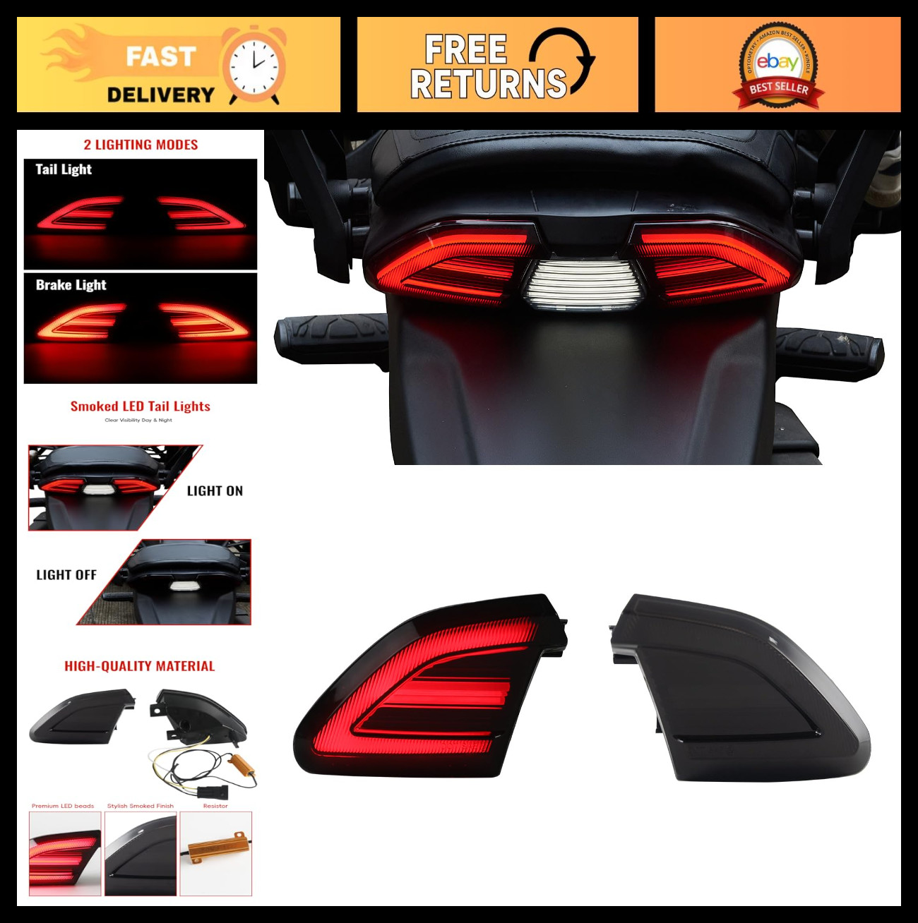 Smoked Black LED Turn Signal Taillights for Can-Am Spyder F3 - 3 in 1 Rear Light