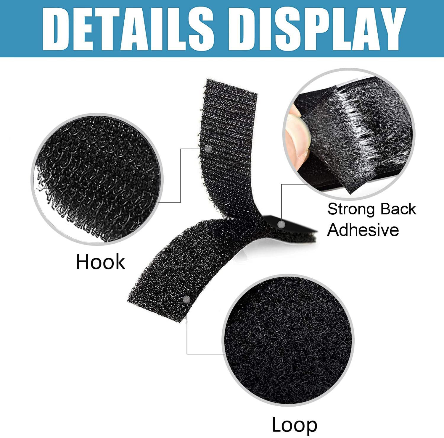 16 Sets Hook and Loop Strips 1X4 Inch with Adhesive, Heavy Duty Mounting Tape
