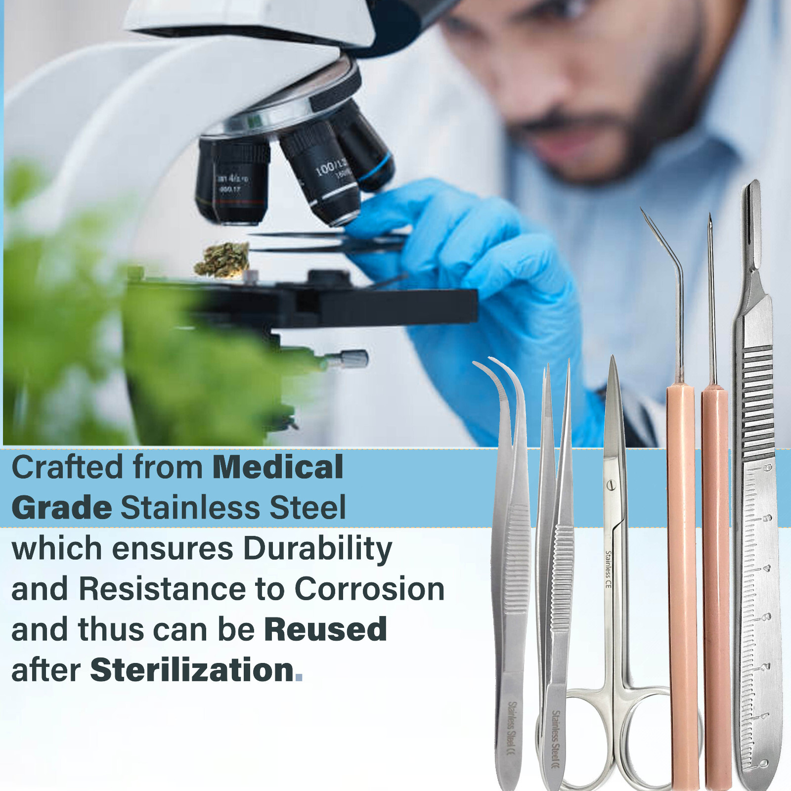 NEW 30pc Plant Study & Research Kit, Botany Dissection Kit for Lab & Field Study