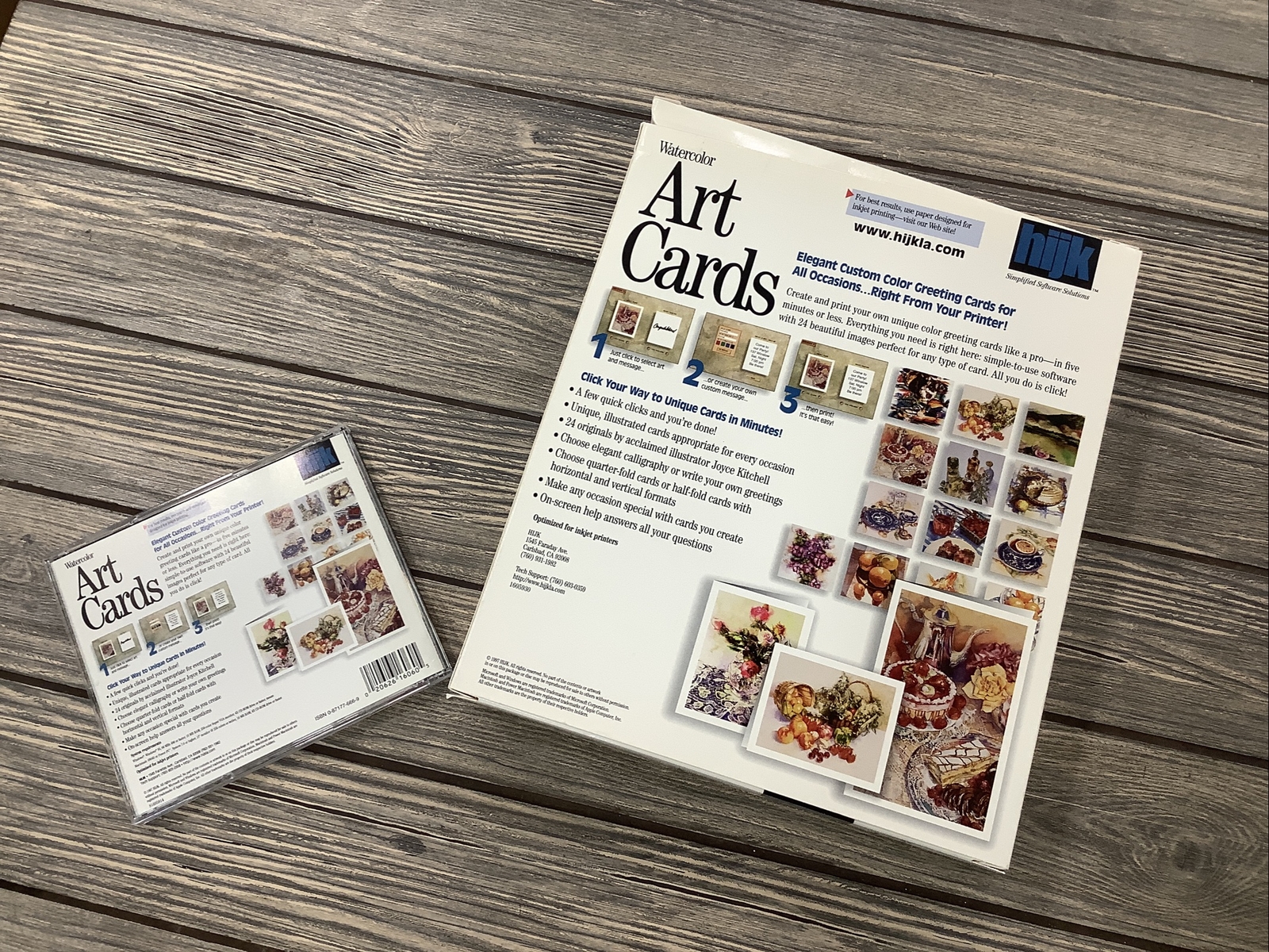 Watercolor Art Cards HIJK CD-Rom PC Computer Software Program 1997 S1605914 Box