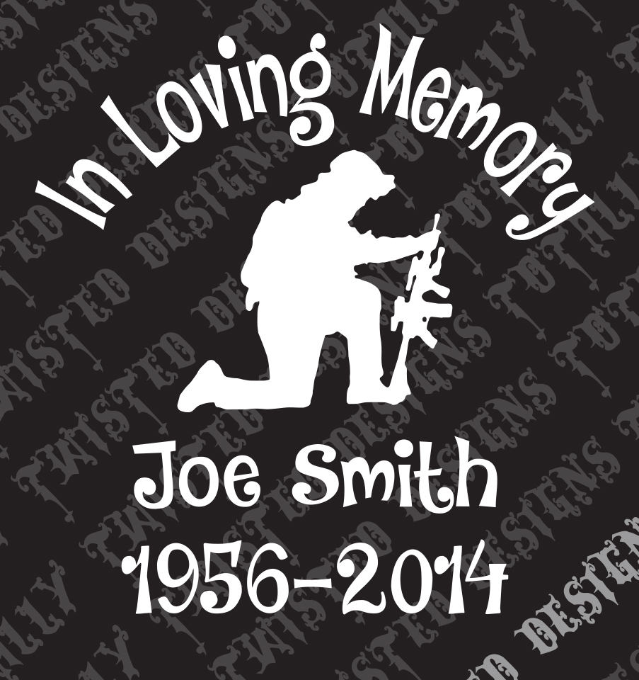 in loving memory Soldier custom vinyl decal car truck motorcycle love flag heart