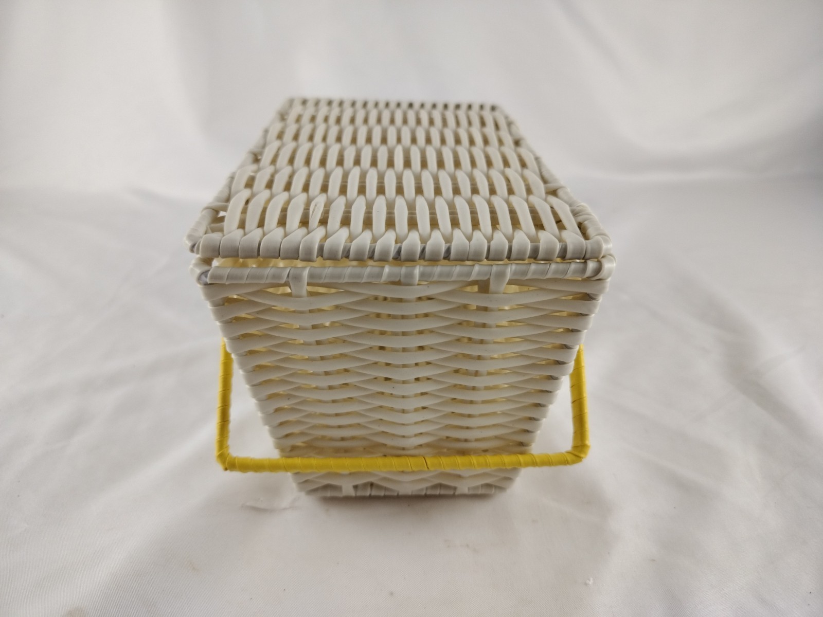 Empty Beekman 1802 White Gift Basket Yellow Handles