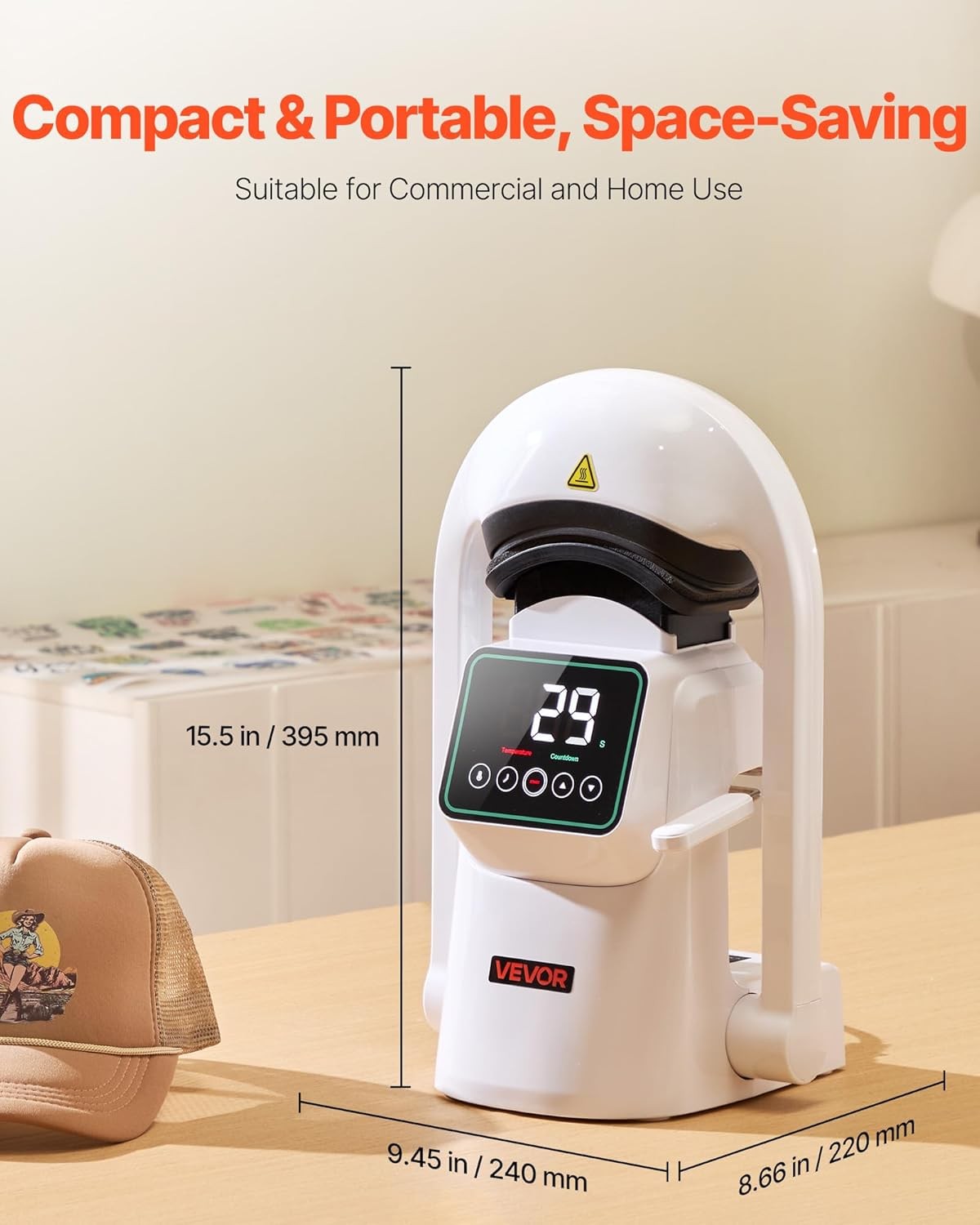 VEVOR Auto Hat Heat Press Machine, with 2pcs Interchangeable Platens, Automatic
