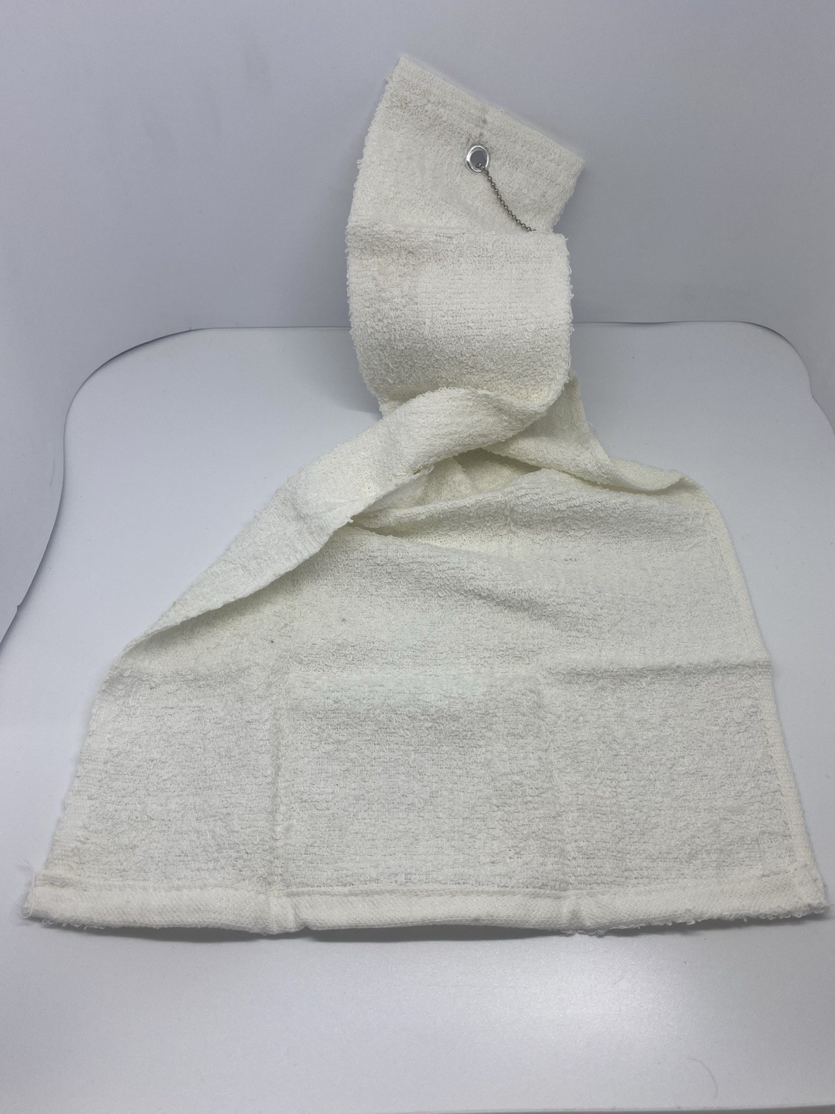 4 Pack Bowling Towels 10x18 Tri-Fold With Chain All White Cotton Free Shipping