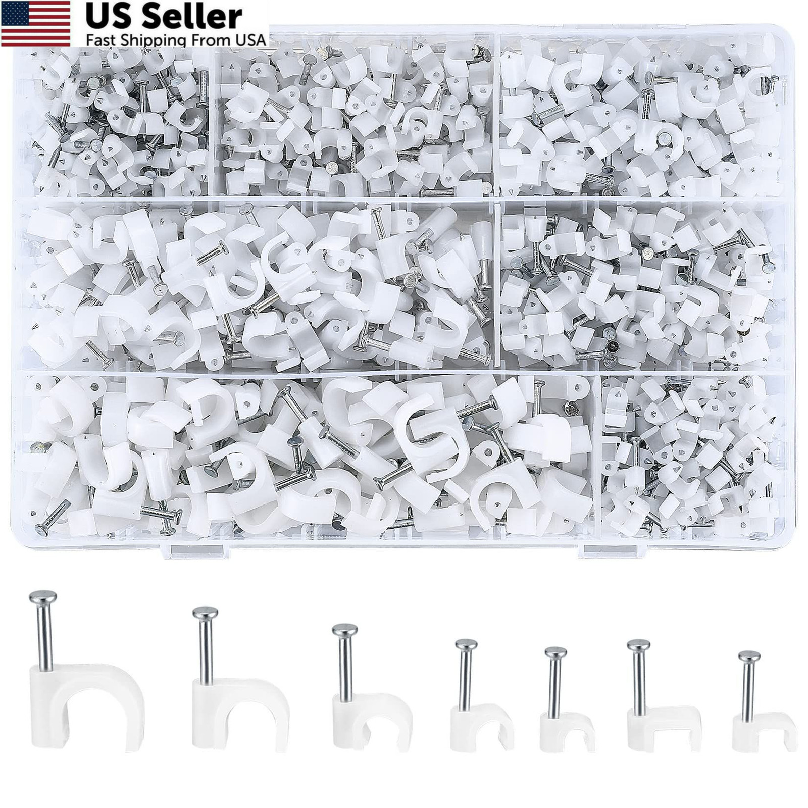 woshilaoDS 700 Pcs Cable Clips with 4mm, 5mm, 6mm, 8mm, 10mm, White
