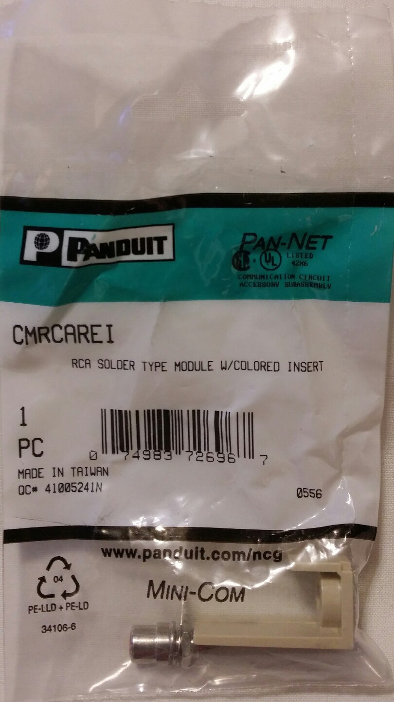 NEW Panduit Pan-Net CMRCAREI RCA Solder Type Module Almond With Colored Insert