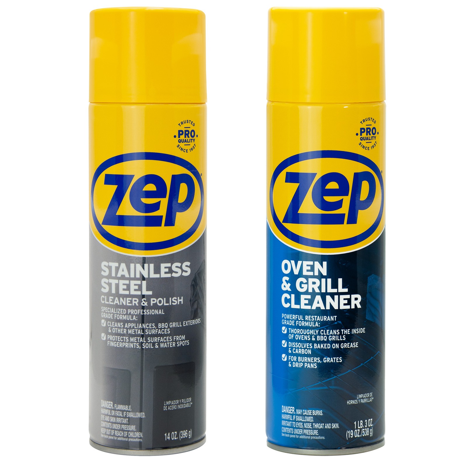 Zep Stainless Steel Cleaner & Polish 14 oz and Zep Oven & Grill Cleaner 19 oz