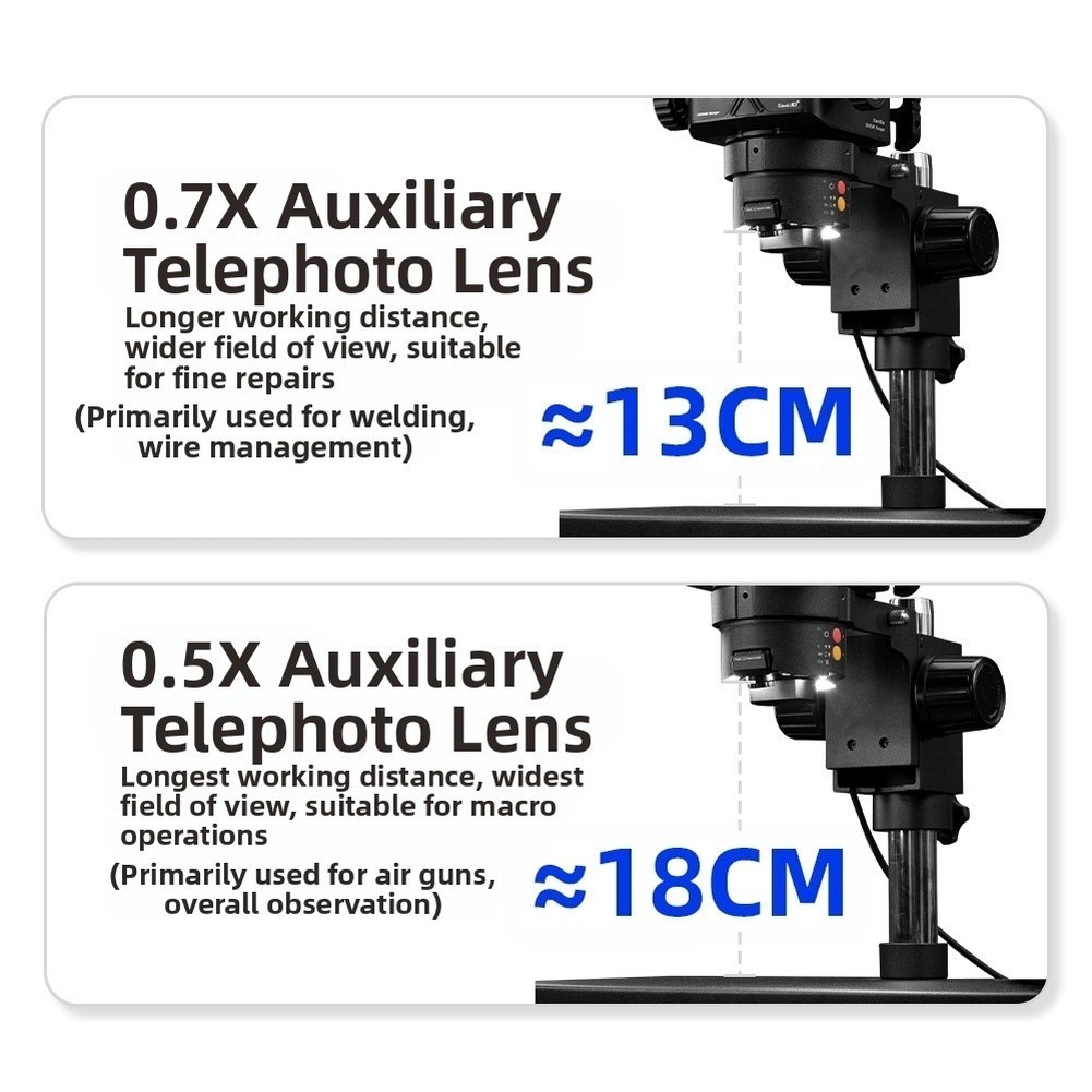 Auxiliary Teleconverter 0 5X 0 7X Lens for Trinocular Microscope Black Plastic