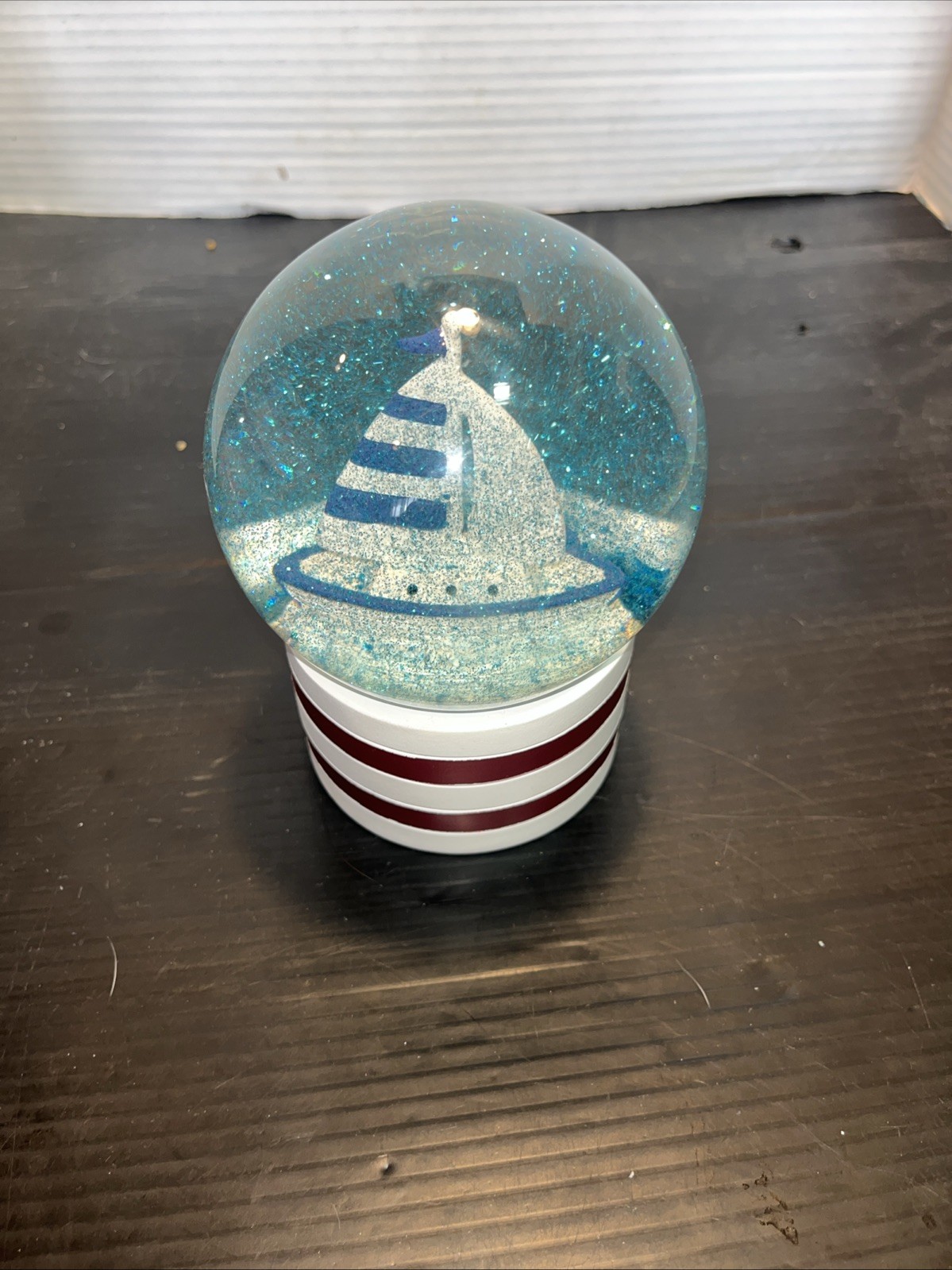 Sailboat Glitter Water Snow Globe Room & Retreat Collection Rare!! VG Nautical