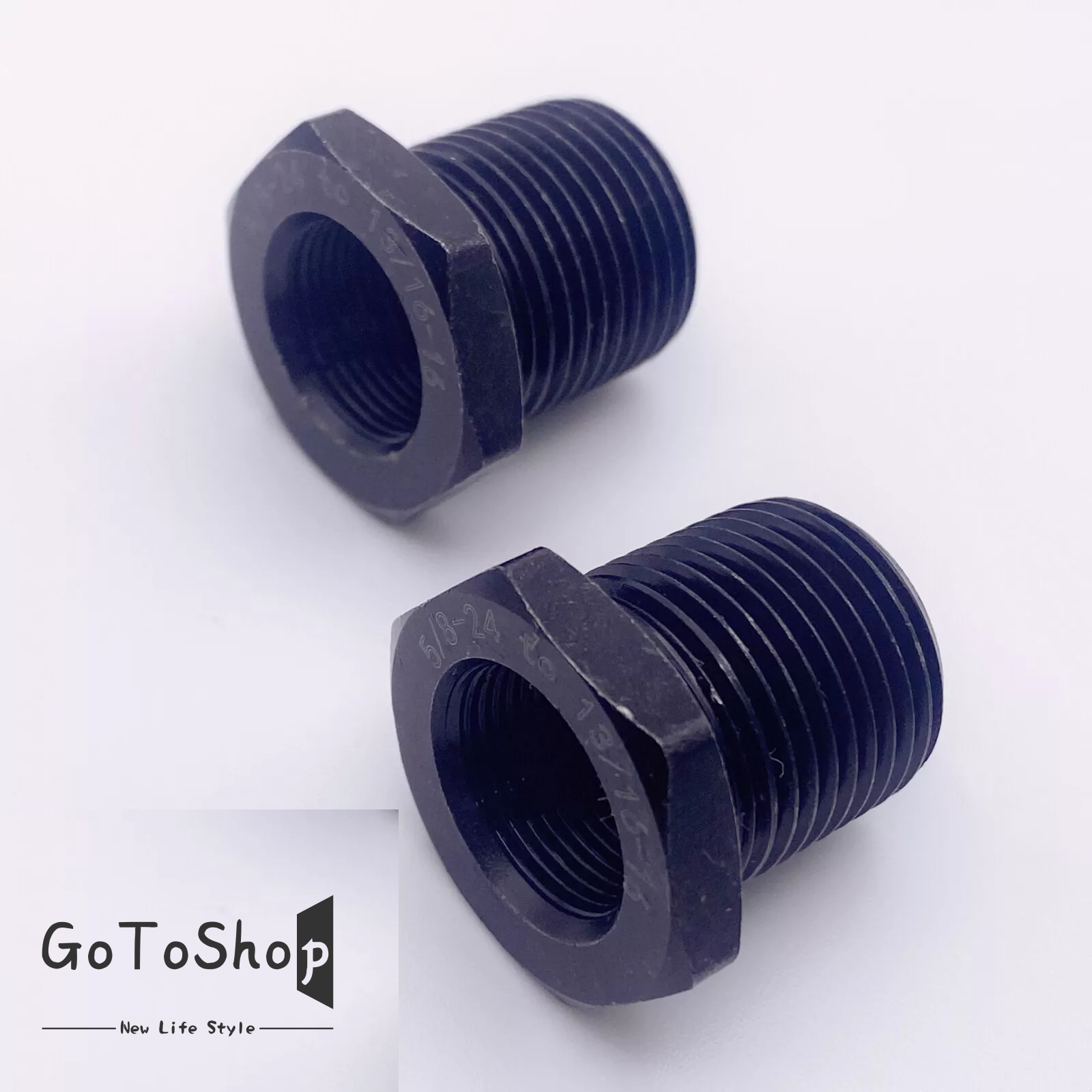 2 Pack Female 5/8x24 to 3/4x16 Male Muzzle Thread Adapter Black
