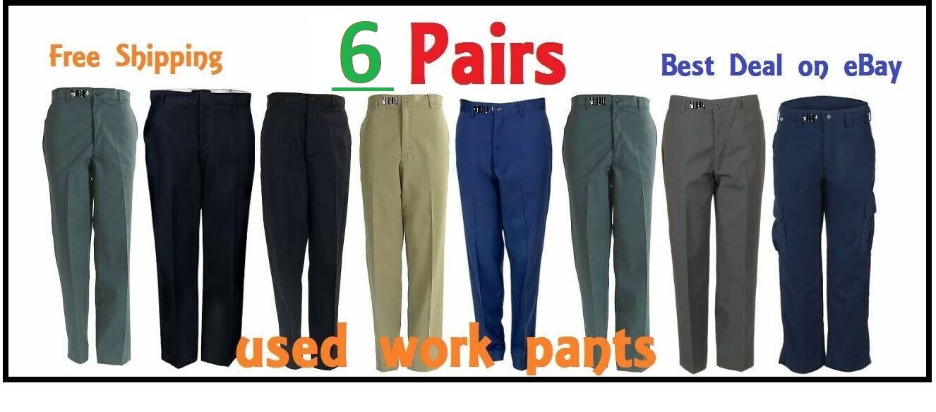 5 Used Uniform Work Pants Cintas, Aramark,  FREE SHIPPING