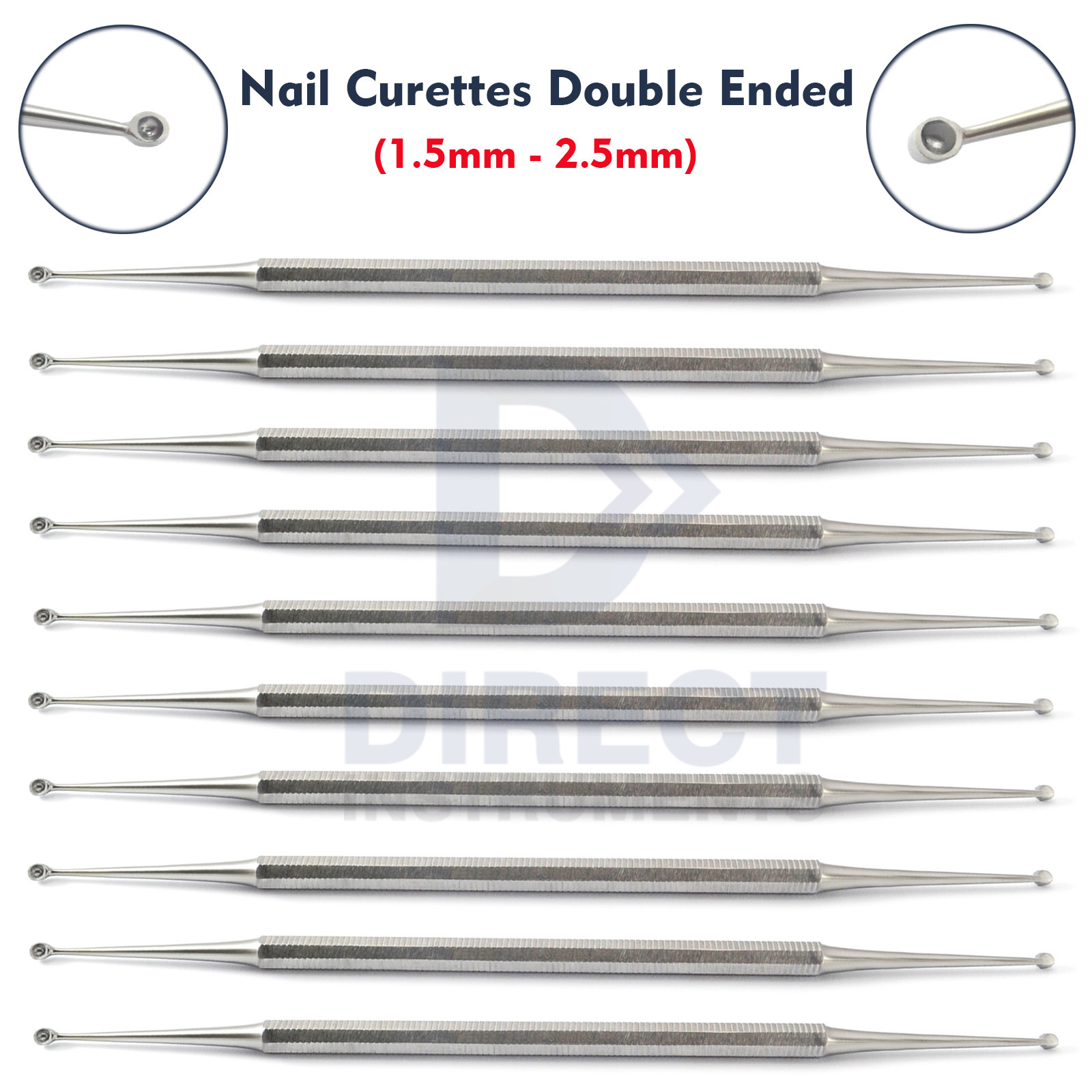 10Pcs Chiropody Toe Nail Curettes Dermal Cleaner Cleaning Manicure Podiatry Tool