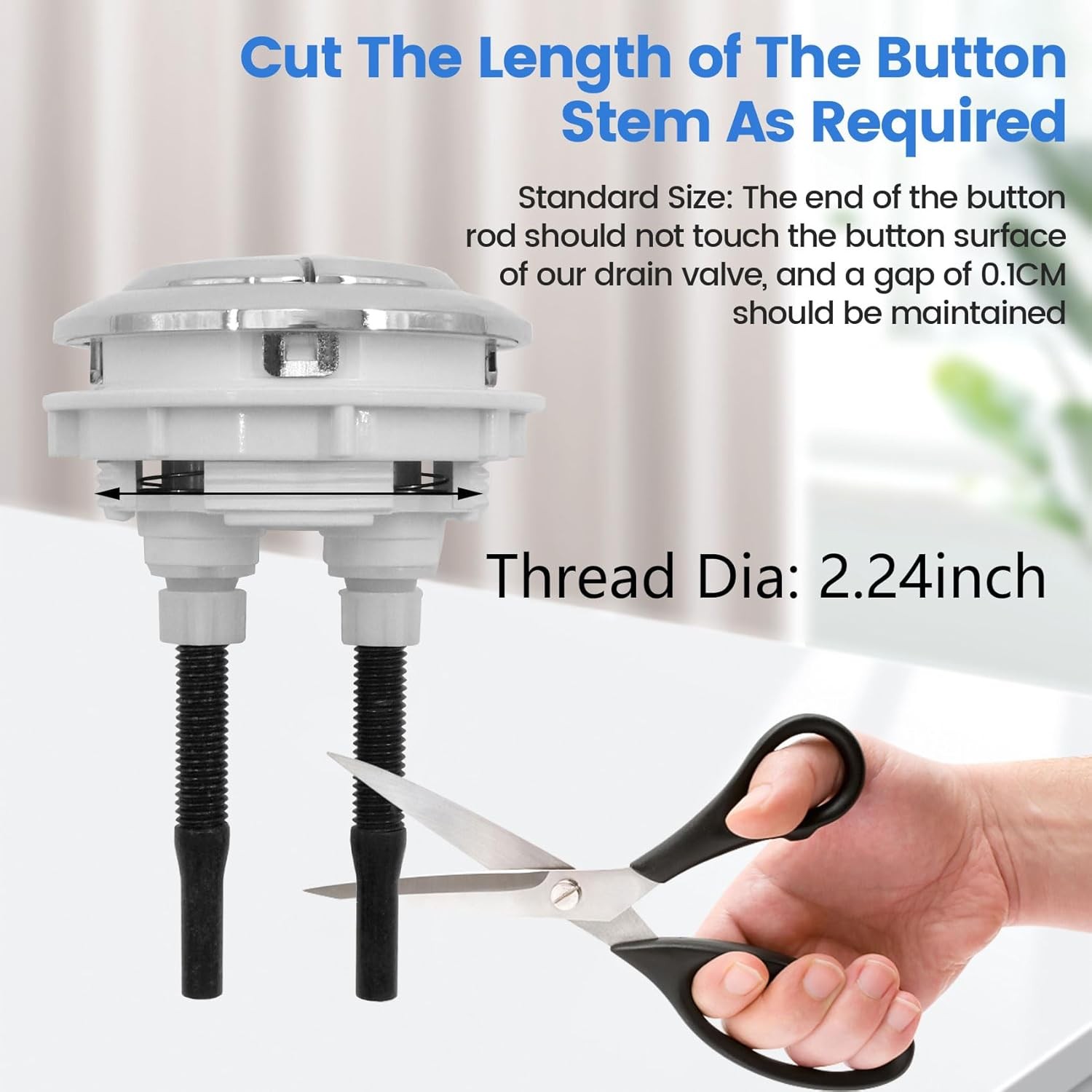 T Tulead Toilet Dual Flush Valve, Fill Push Button, Button: 2.24