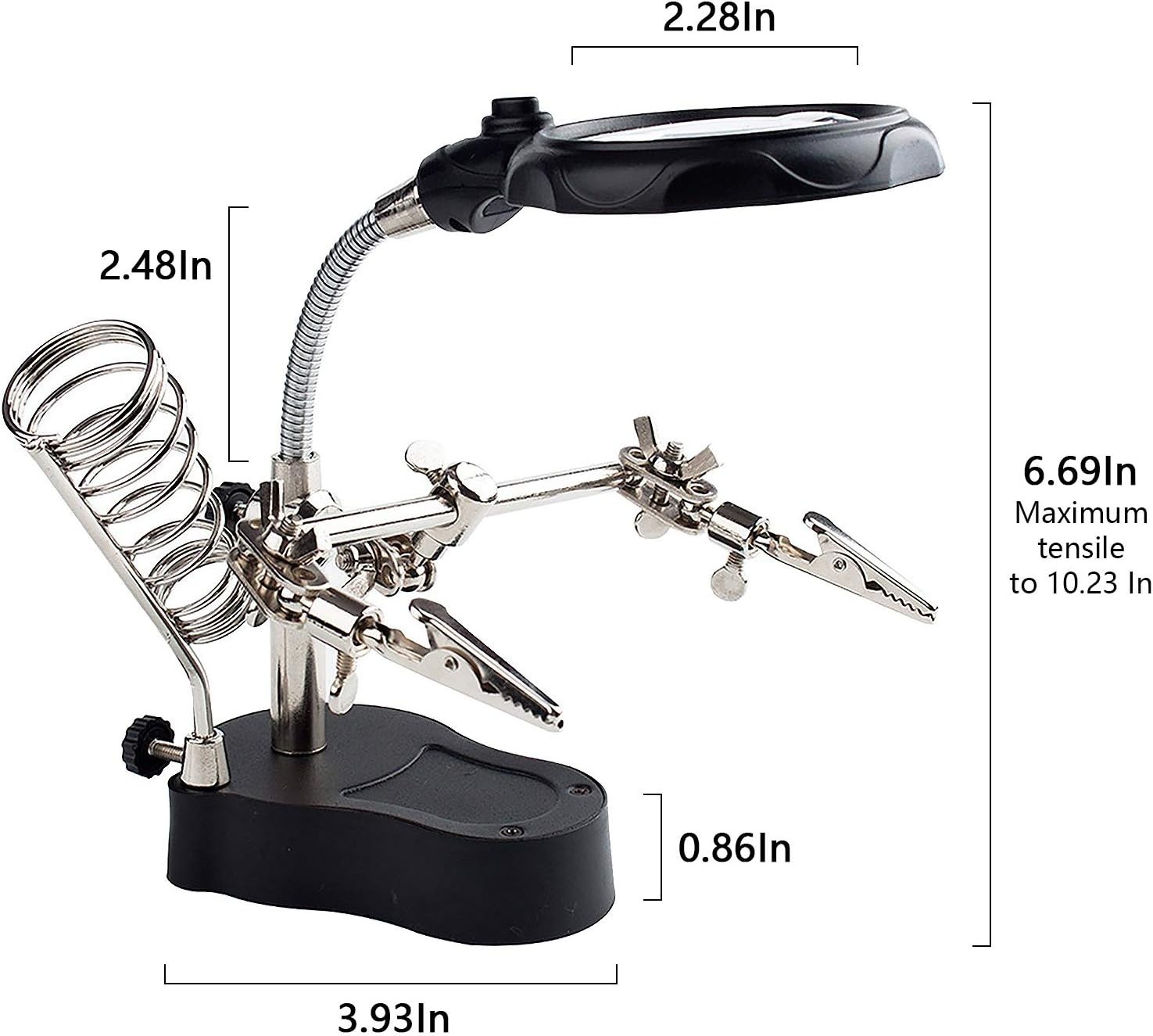 LED Illuminated 3.5X/12X Magnification Soldering Station for Hobbyists & Experts
