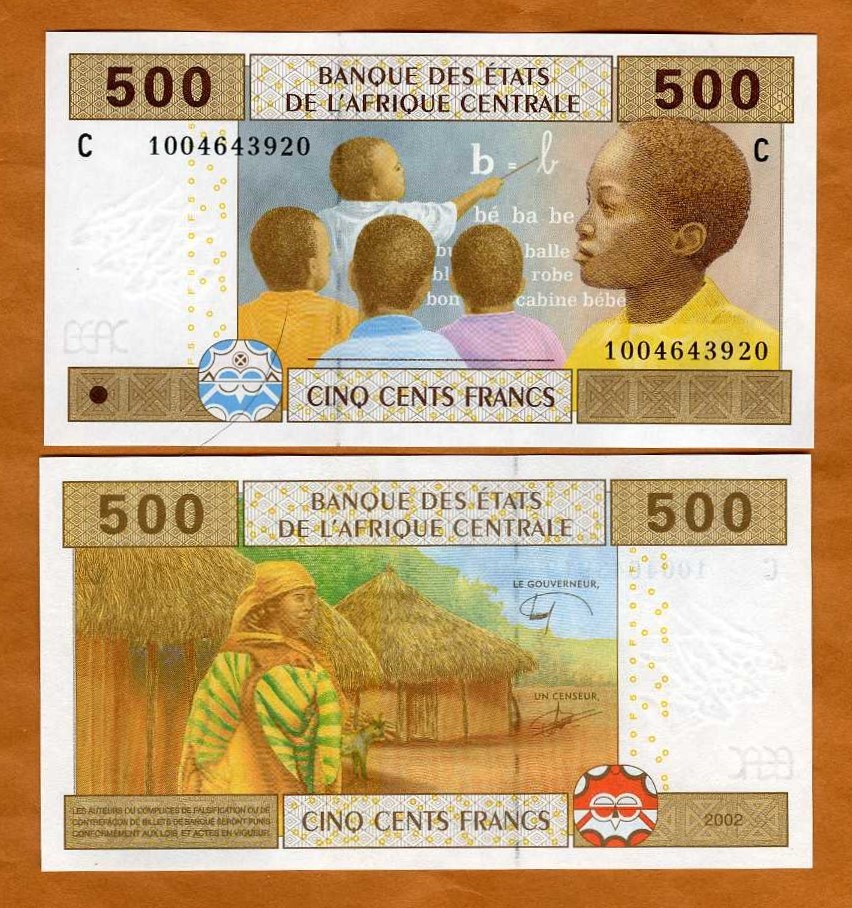 Central African States Chad 500 Francs 2002 (2017) P-606Ce UNC