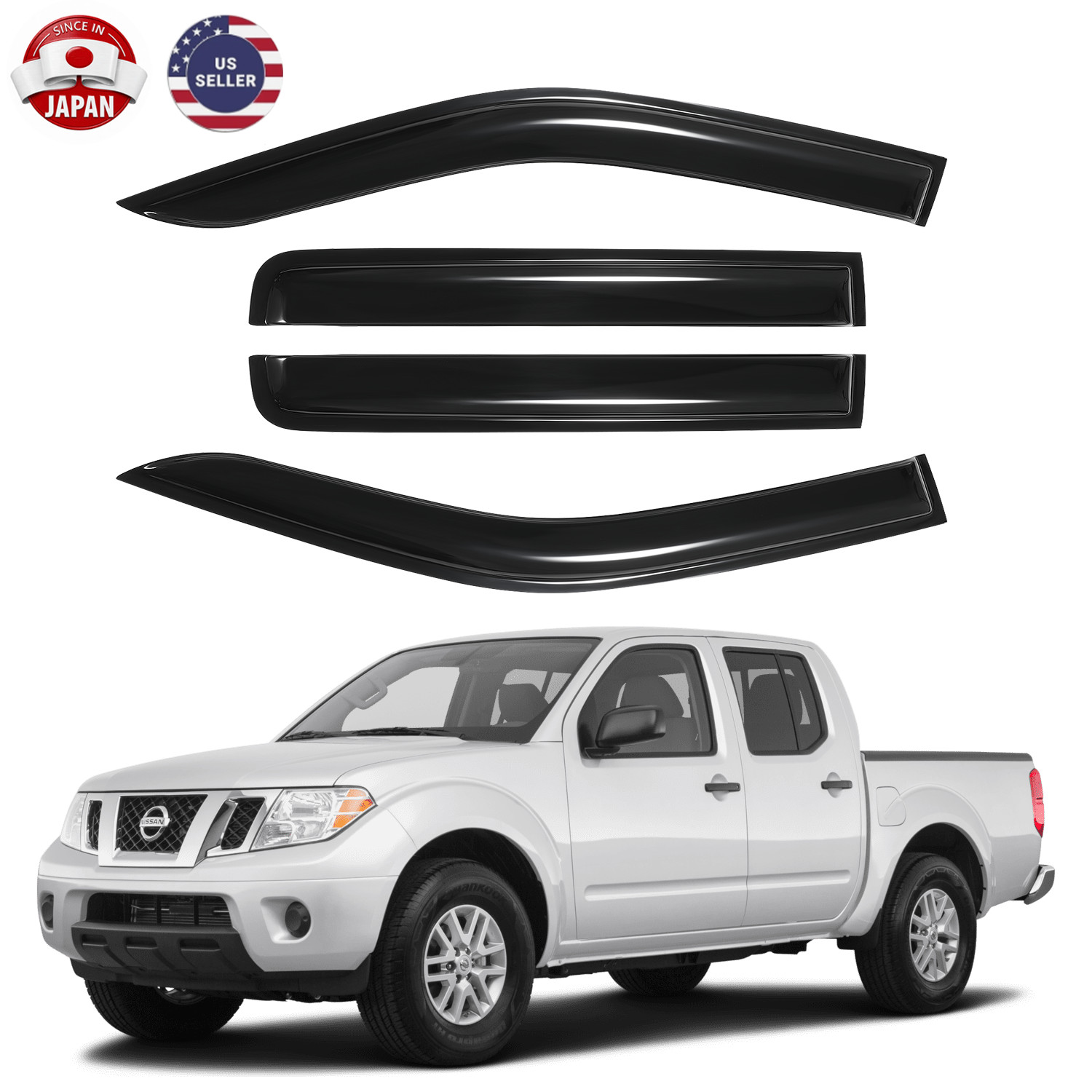 4X For Nissan Frontier 2005-2021 Crew Cab Window Visors Rain Guards Deflector