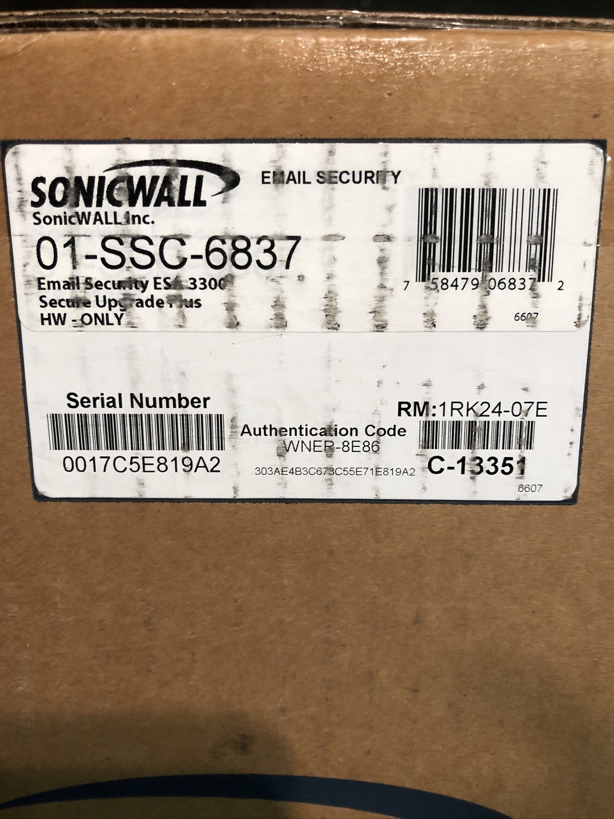 SonicWall Email Security 01-ssc-6837 ESA 3300 HW ONLY *NEW FACTORY SEALED*