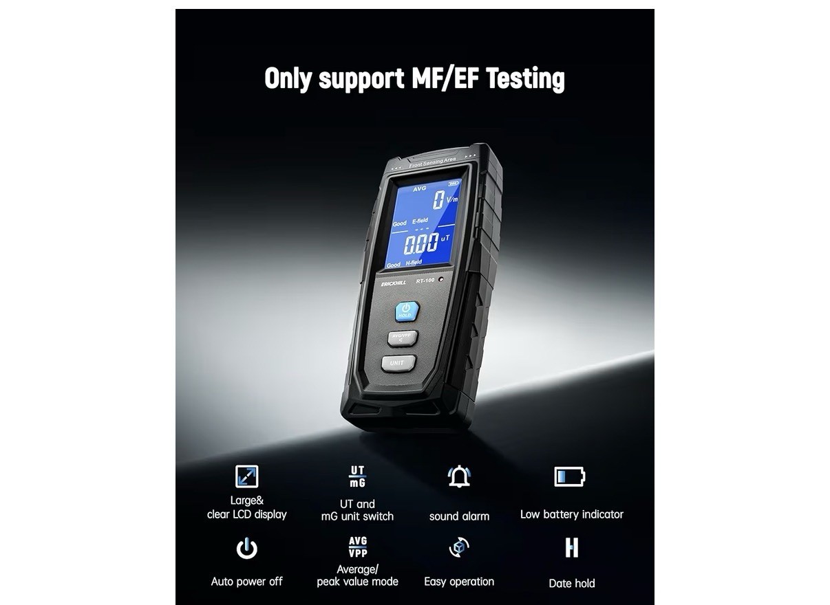 ERICKHILL EMF Meter, Detects Electric and Magnetic Fields, Handheld Digital EMF
