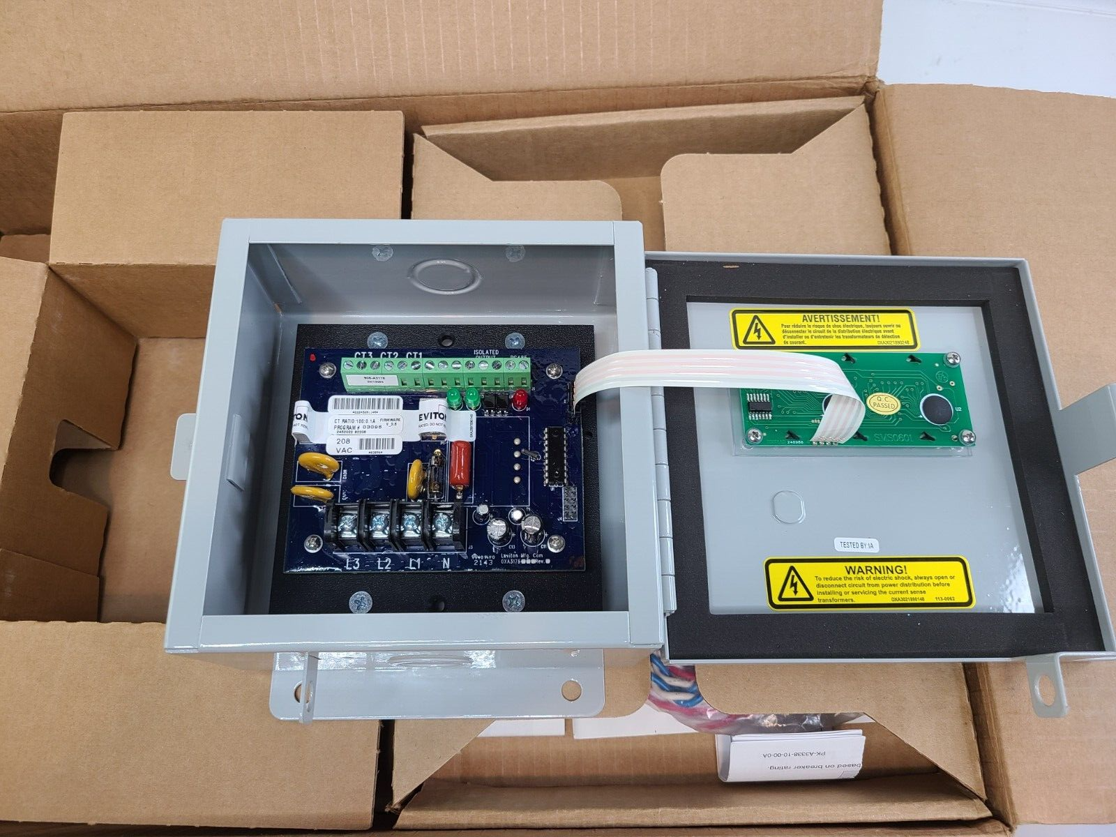 Leviton 2K208-1SW Series 2000 Indoor Usage Meter 3 Solid Core CTs 480V 100A
