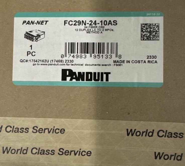 Panduit MPO-LC Fiber Cassette OS2 24 Fiber Method A FC29N-24-10AS