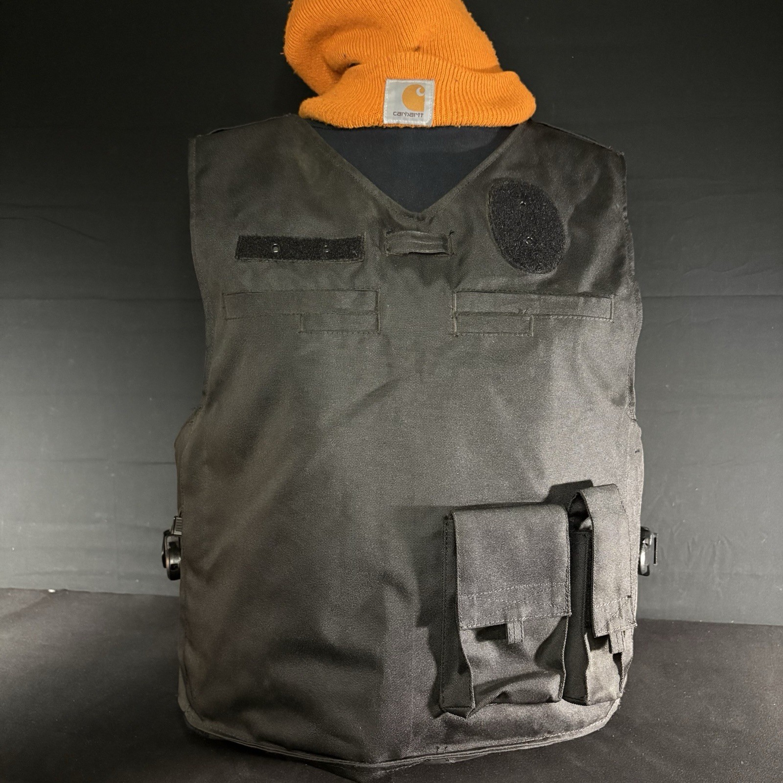 Tactical Body Armor Carrier Vest Size XL Black w/Pouches, Pockets, Waistband