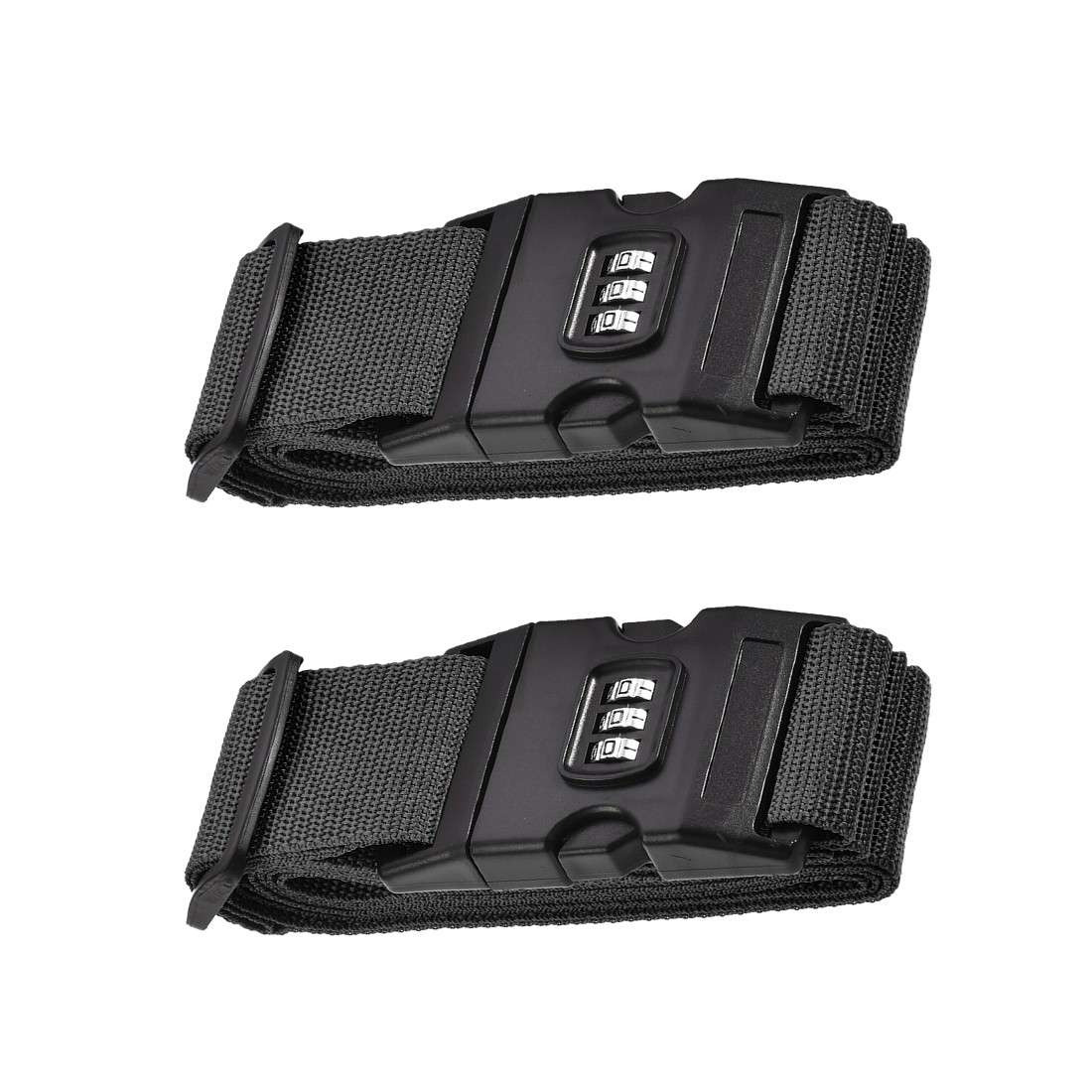 2Pack Luggage Straps Suitcase Belt with Buckle Combination Lock 2Mx5cm Black