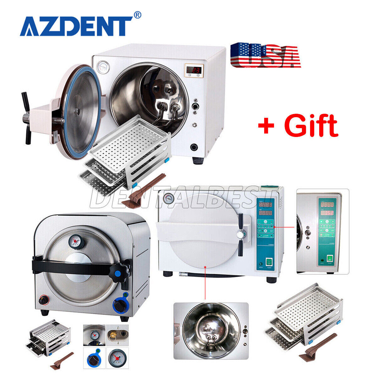 Dental Autoclave Steam Sterilizer Medical Drying Class B Steam Sterilizer + Gift