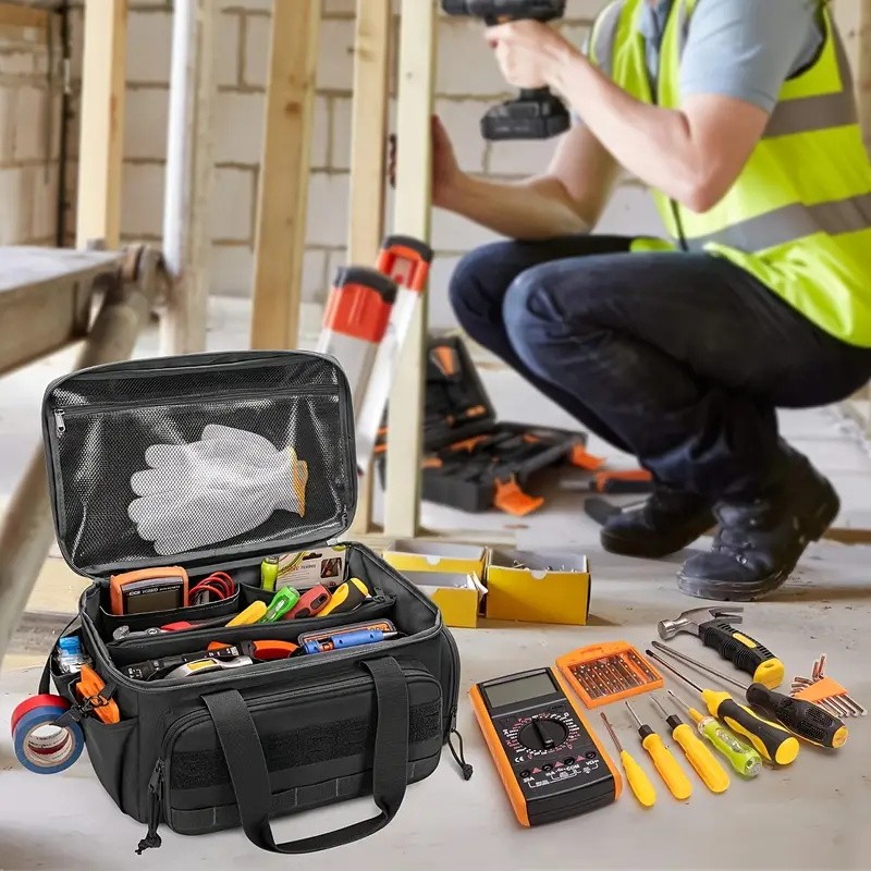14" Heavy Duty Tactical Tool Bag Non-Slip Base Durable Portable Tool Storage