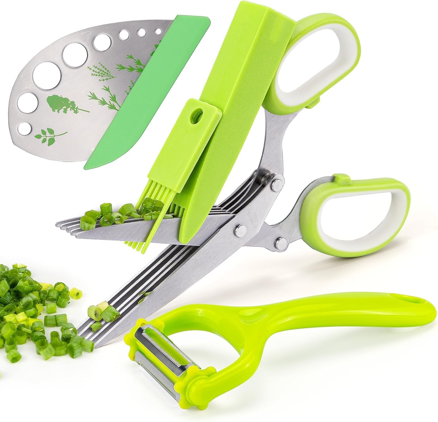 Upgraded Herb Scissor,Leaf Stripper,Stainless Steel 5Blade Kitchen