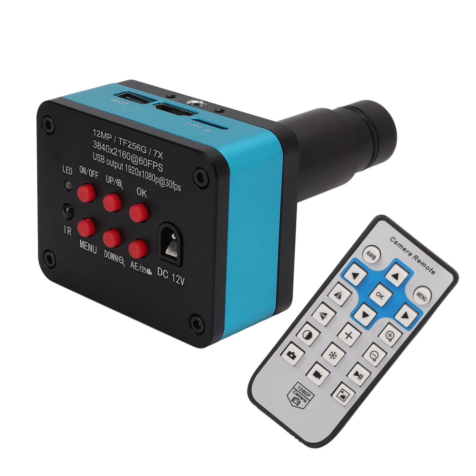 4K 12MP 60FPS Industrial Microscope Camera With 0.5X Lens