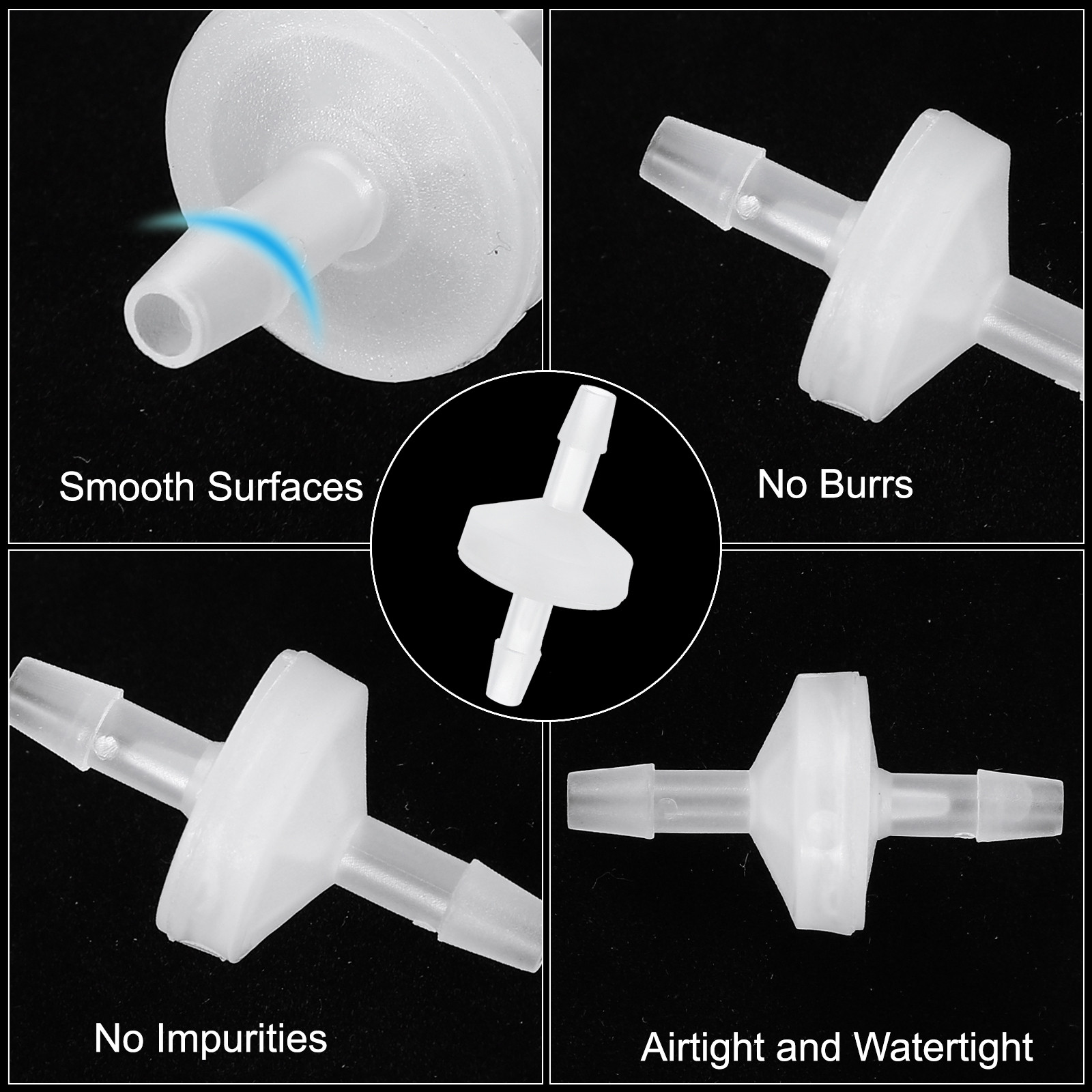 12 Pcs 5/32" Plastic One Way Inline Check Valve Barb Hose Non Return Translucent