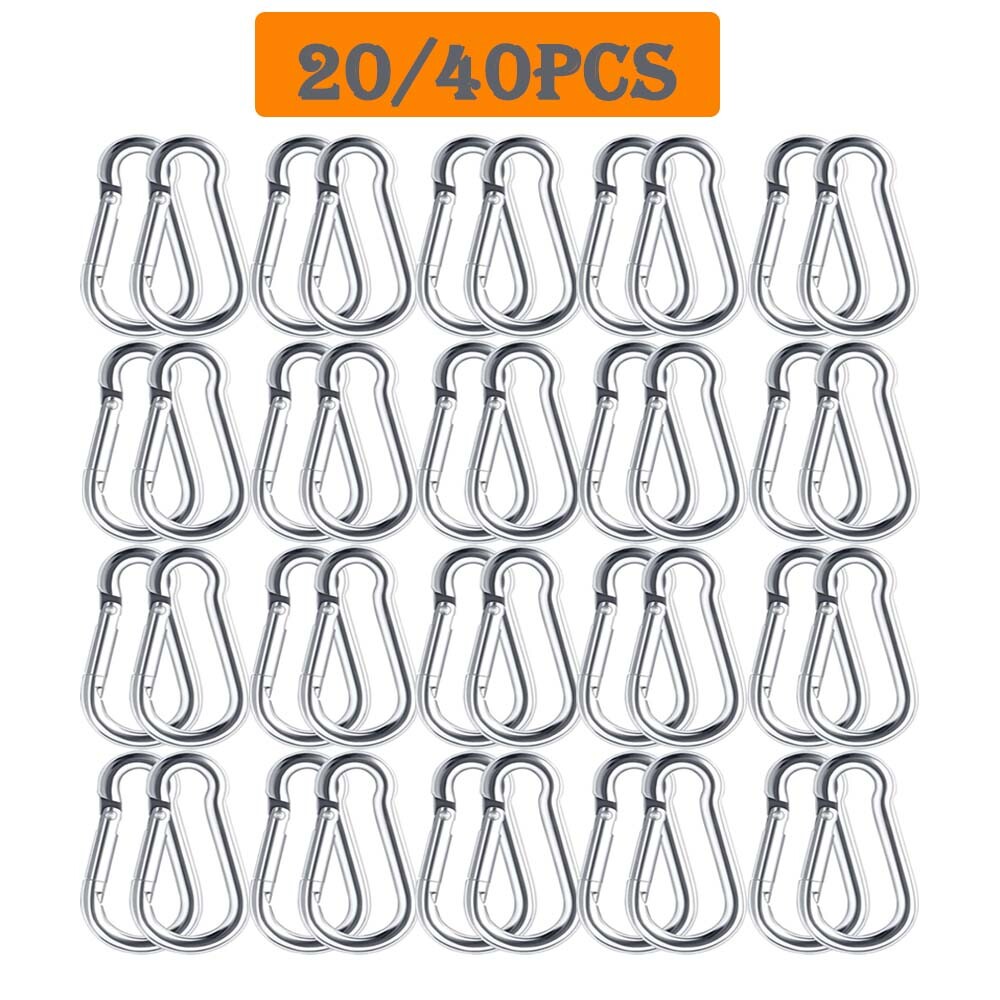 20/40X Stainless Steel Spring Snap Hook Carabiner Outdoor Carabiner Clips 1.57in