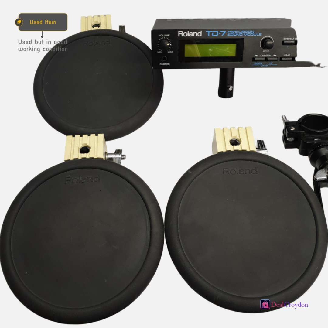 ROLAND TD-7 PERCUSSION SOUND MODULE + 3 X DRUM PADS