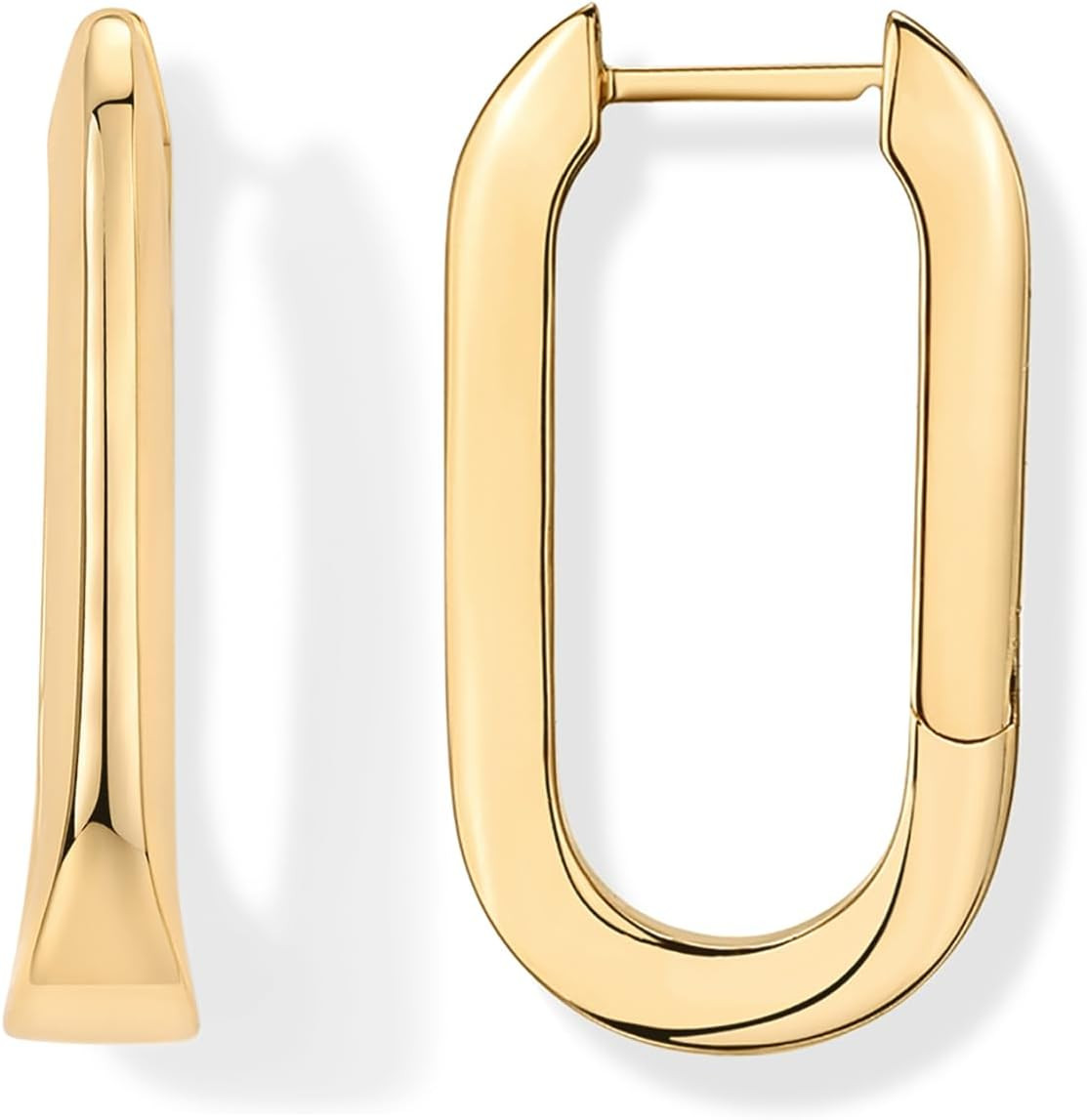 14K Gold Plated 925 Sterling Silver Posts Geometric Hoop Earrings for Women | Tr