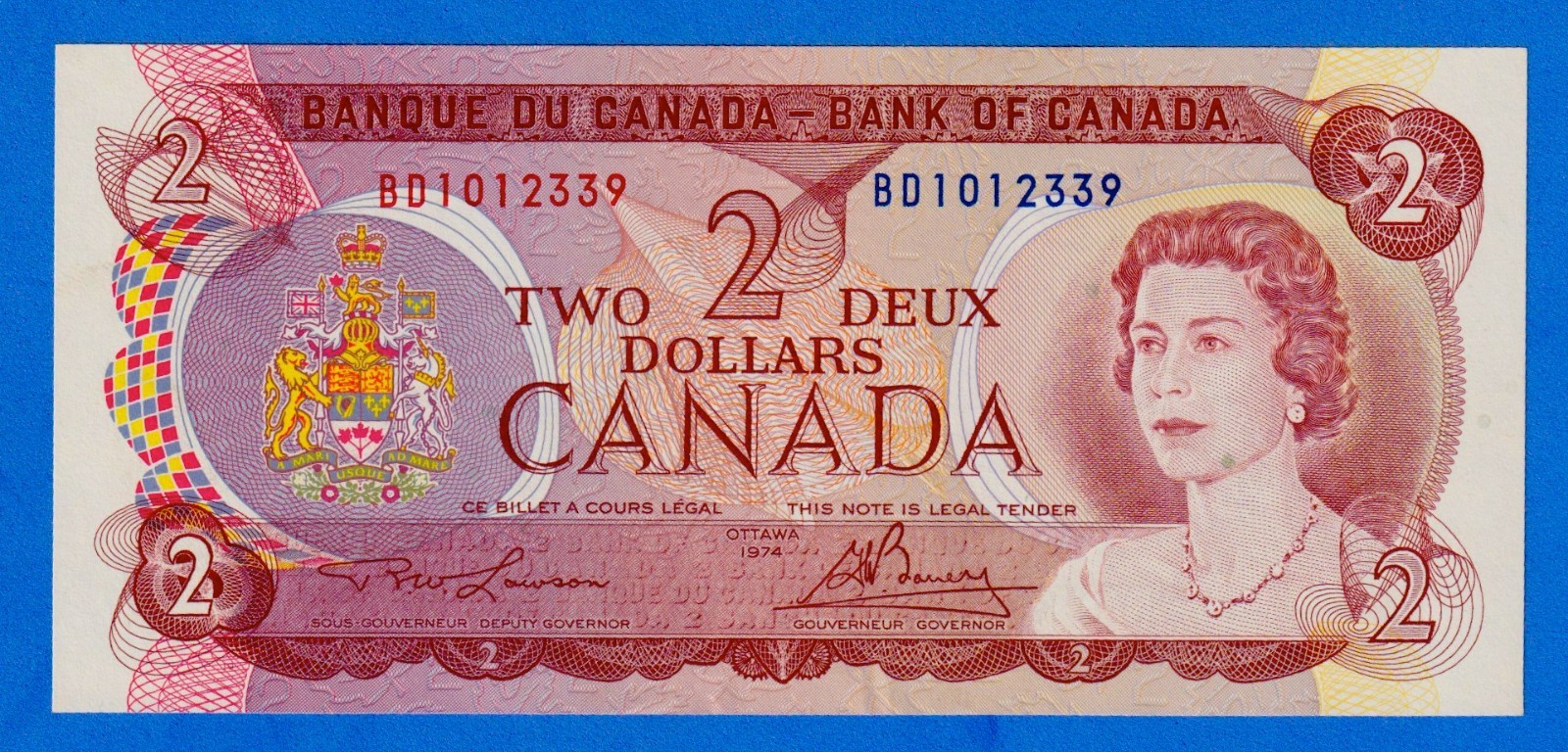 Canada $2 (1974) BC-47a /  P-86a - QE II - EF/aUNC Banknote BD1012339