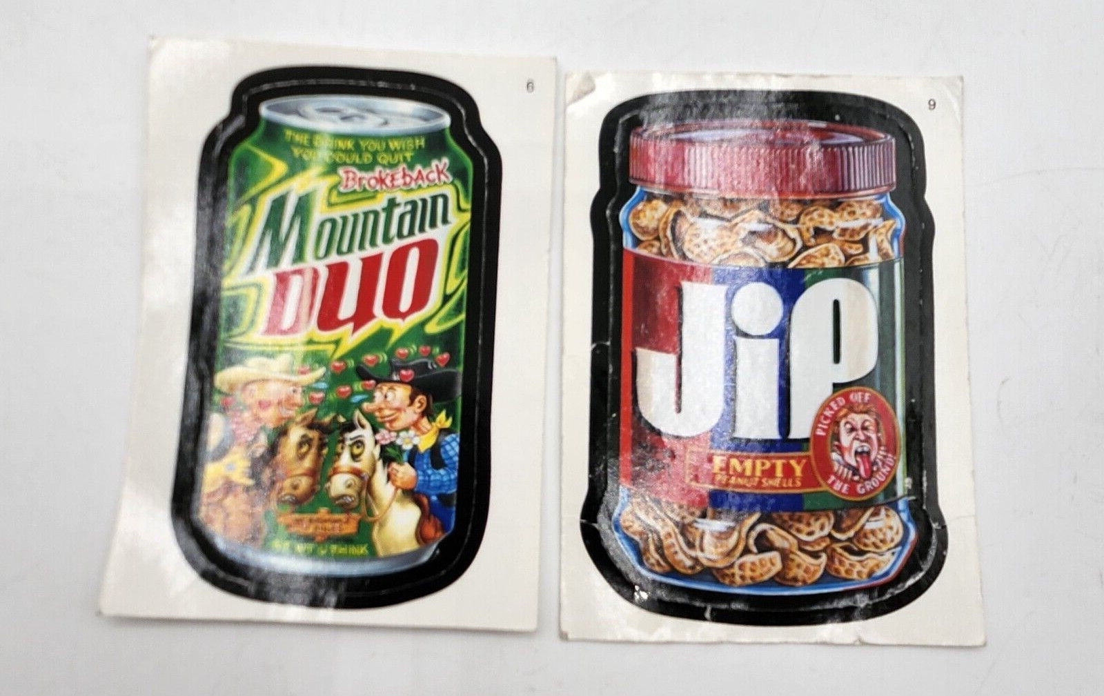 Vintage Wacky packages Stickers Mt. Dew Soda Jif Peanut Butter
