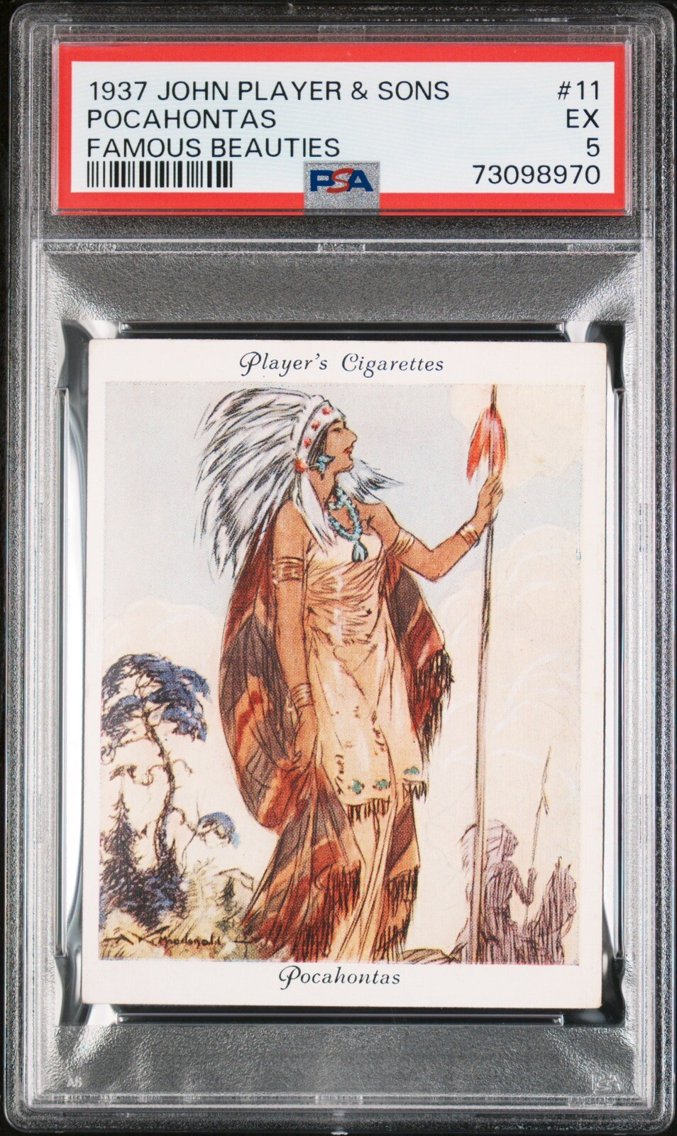 1937 John Player & Sons Famous Beauties #11 POCAHONTAS - PSA 5 EX QTY