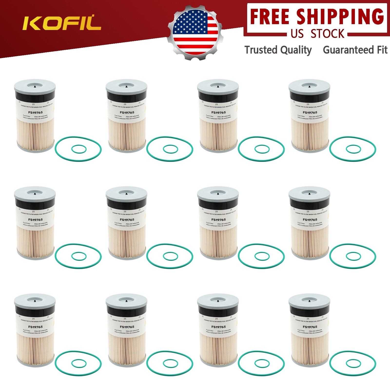 [12X] FS19765 Replace Fleetguard Fuel Water Separator Filter Cummins ISX Paccar
