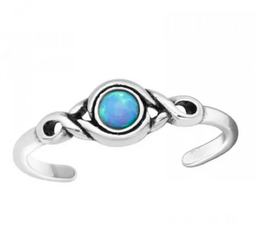 Opal stone sterling silver toe rings