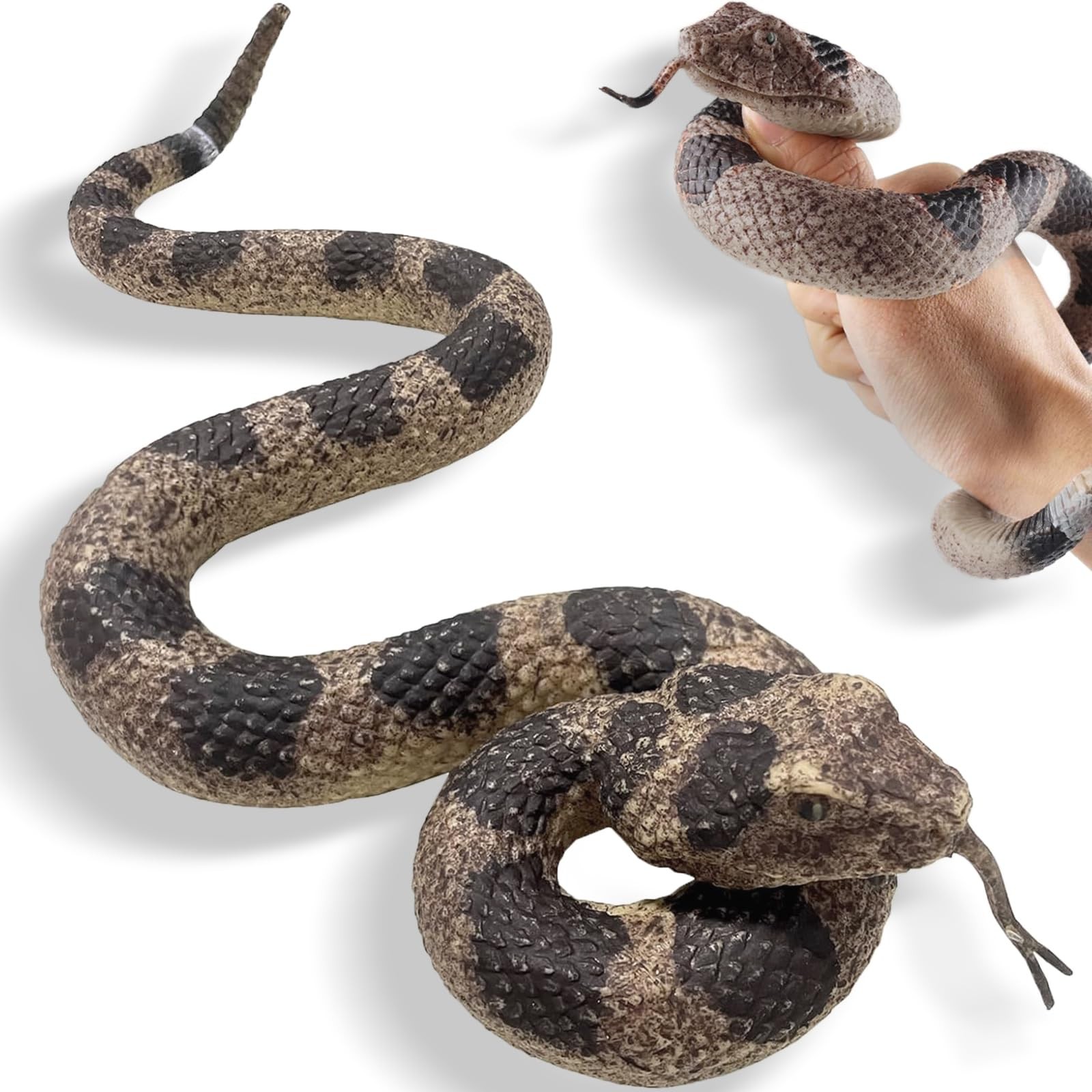 CJMYHOME Fake Snakes - Realistic Rubber Reptiles for Small, 1 Rattlesnake