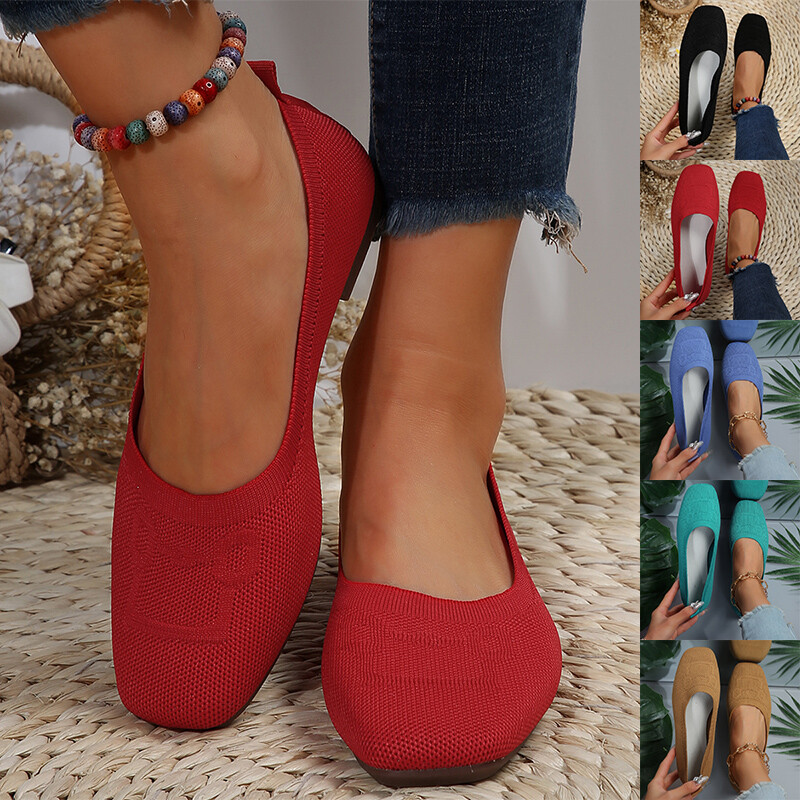 Women's Ballet Flats Shoes Comfortable Soft Casual Slip on Dress Shoes Square
