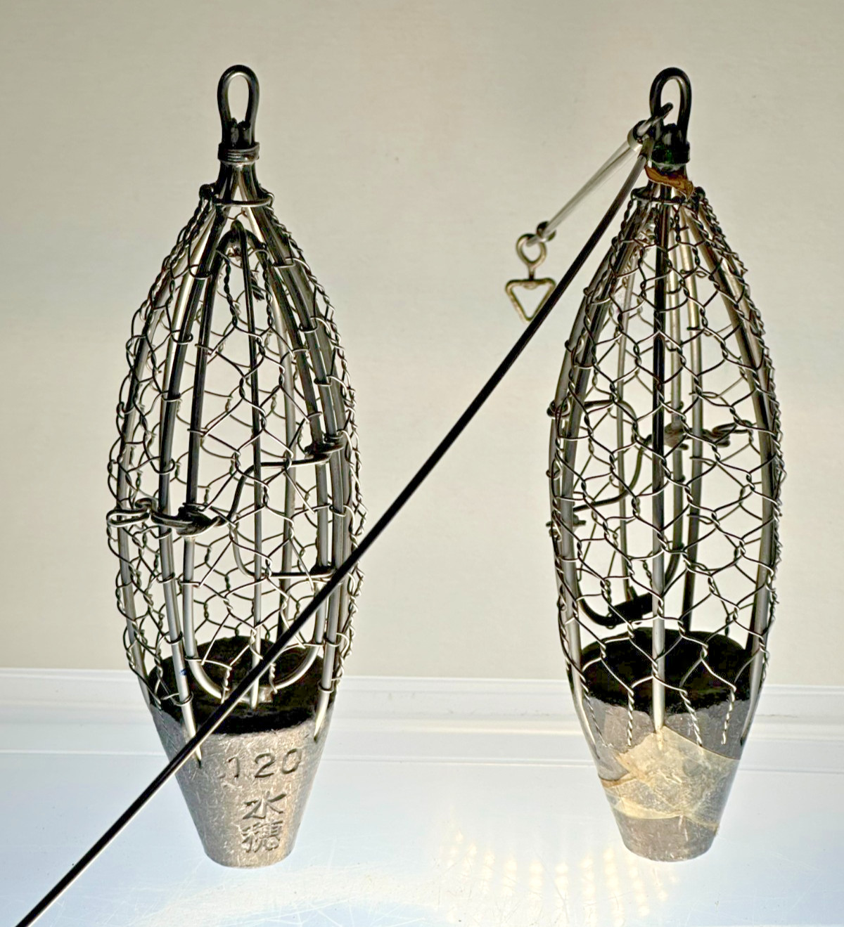 Japanese 120g Cage Fishing Feeder Weights Lot of 2 Wire Ground Bait Feeders