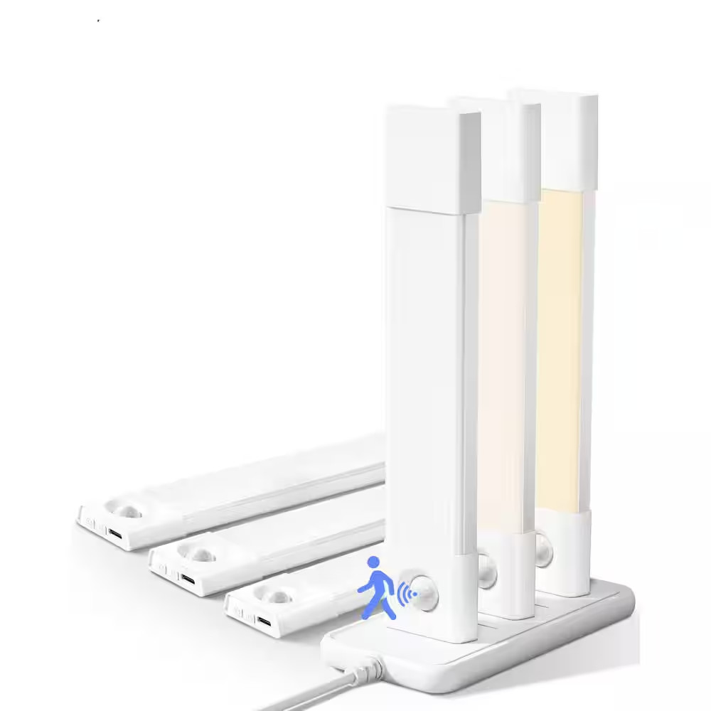Black LED Lamp under Cabinet Lighting Rechargeable Motion Sensor Light, 3 Color