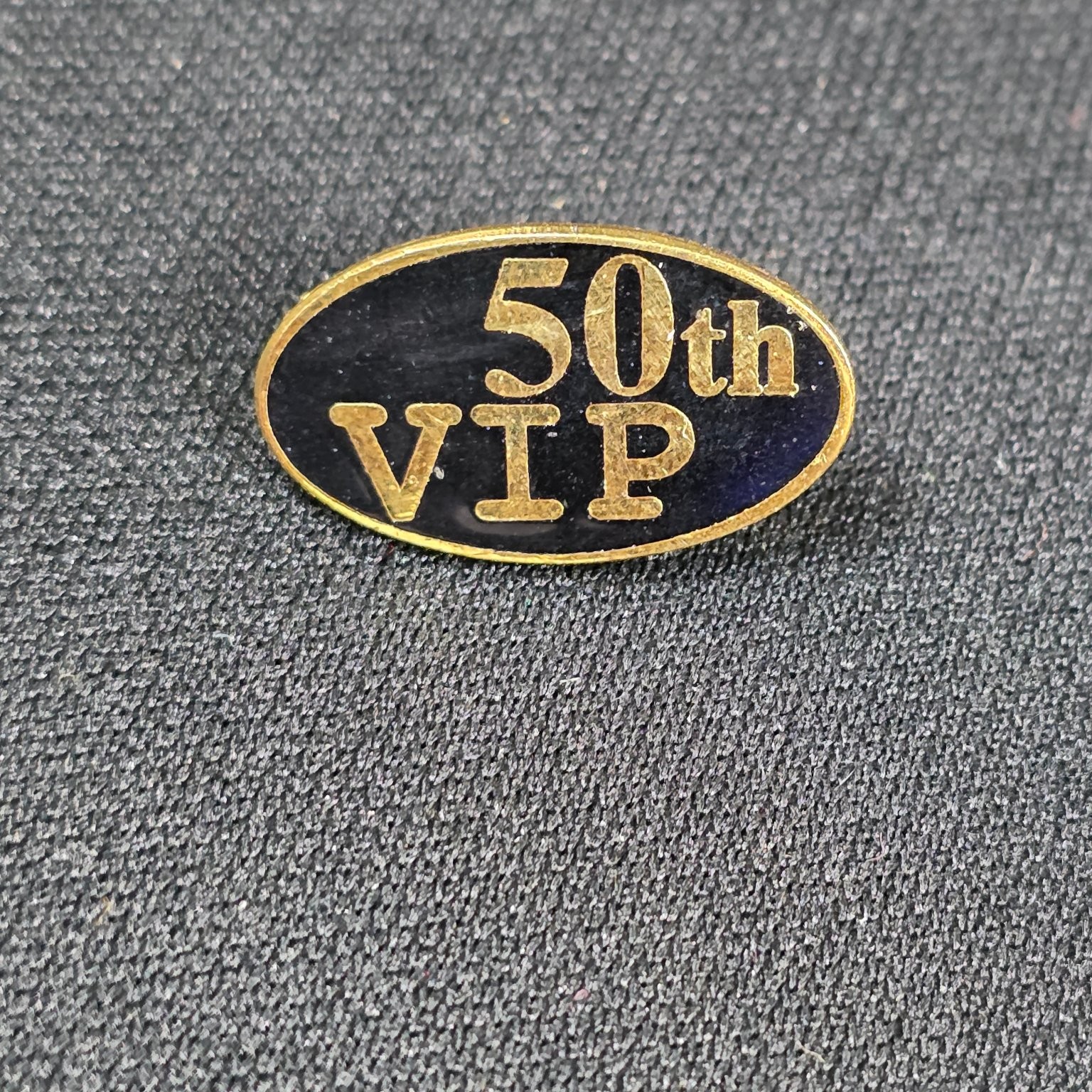 Vintage 50th VIP Lapel Pin Gold Tone Enamel Commemorative