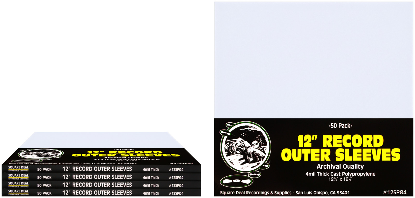 (250) 12" LP Vinyl Record Outer Sleeves Extra Heavy Duty CPP 4mil THICK Archival