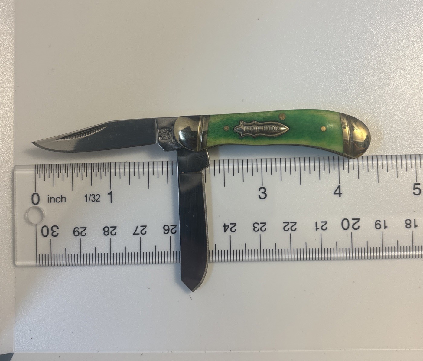 Rr456 Rough Rider Saddlehorn Smooth Green Bone Handles