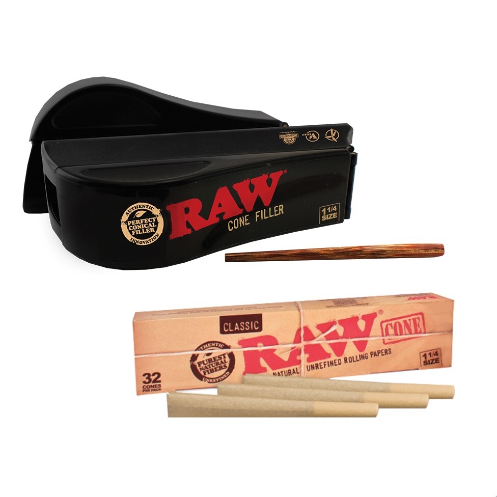 RAW Cone Filler Bundled w/ RAW Classic 1 1/4 Pre-Rolled Cones 32/Pk