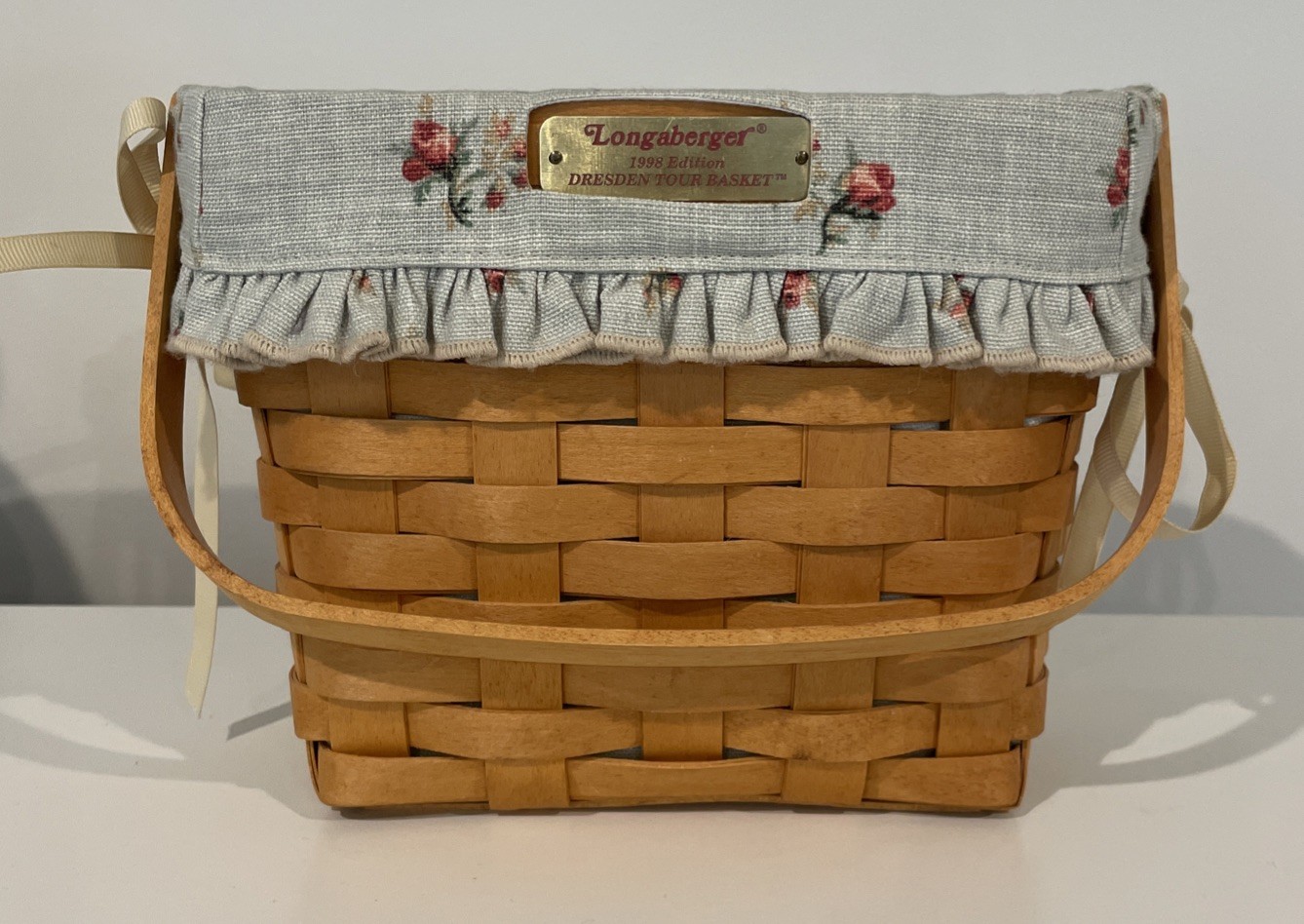 1998 Longaberger Dresden Tour Basket Liner & Protector Handled