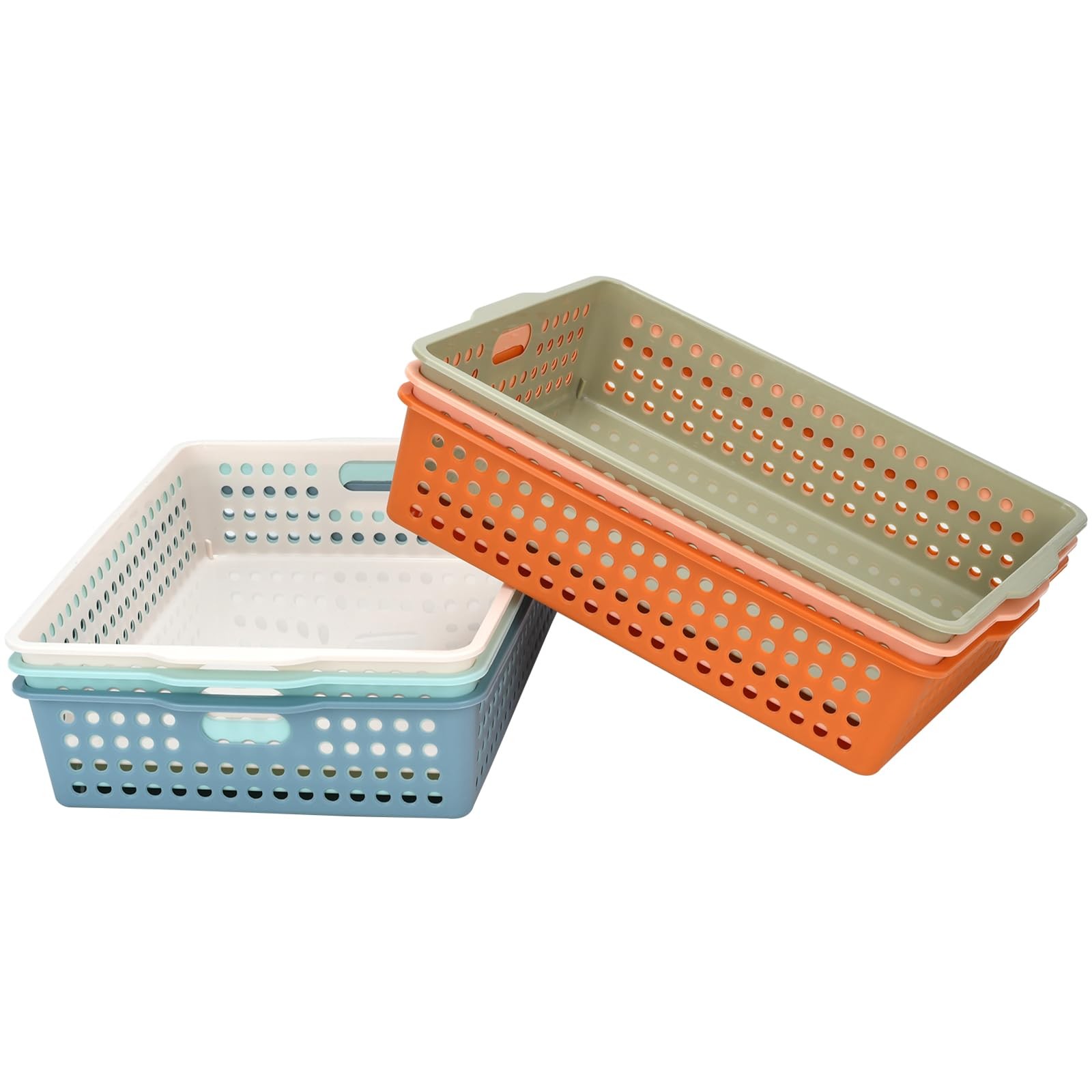 6 PCS Stackable Paper Trays Handles Modern Desktop Organizer For A4 Documents