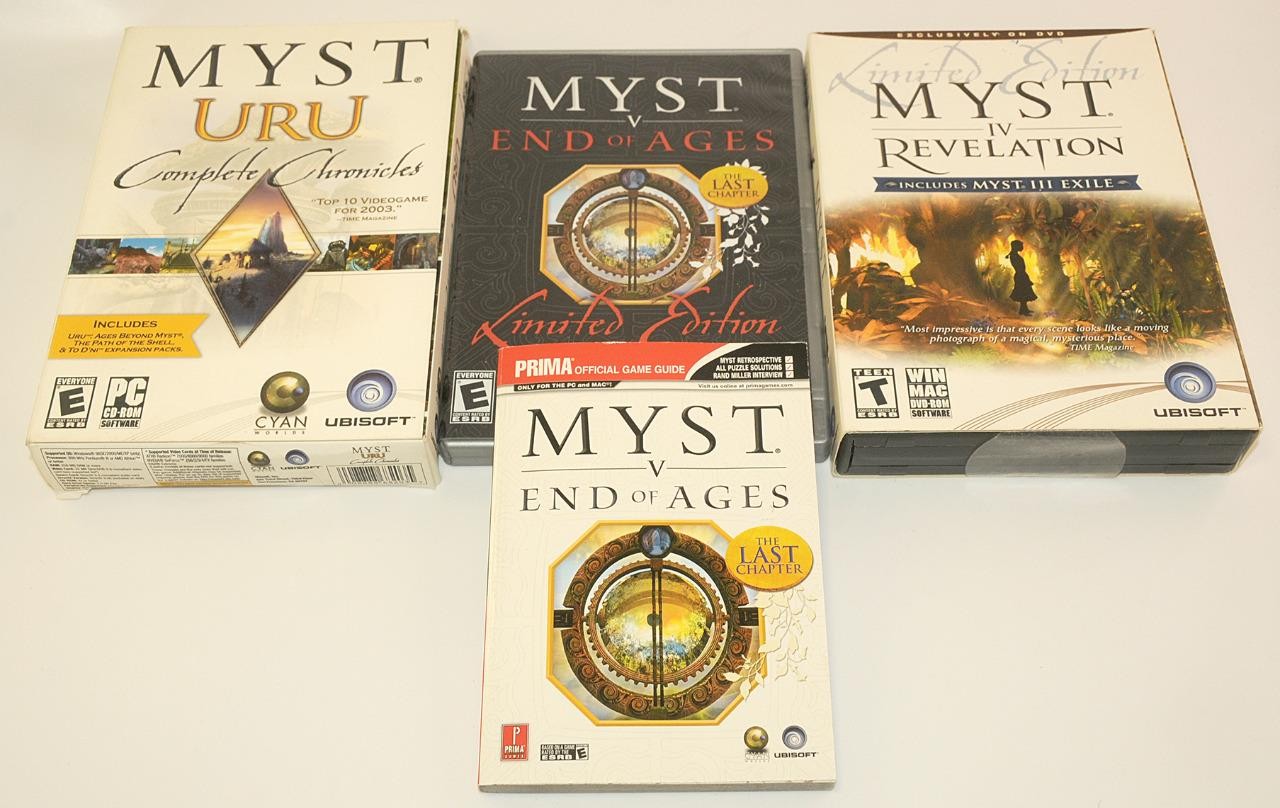 MYST ~ LOT of 4 - URU - IV Revelation - III Exile - V End of Ages PC Games CD's